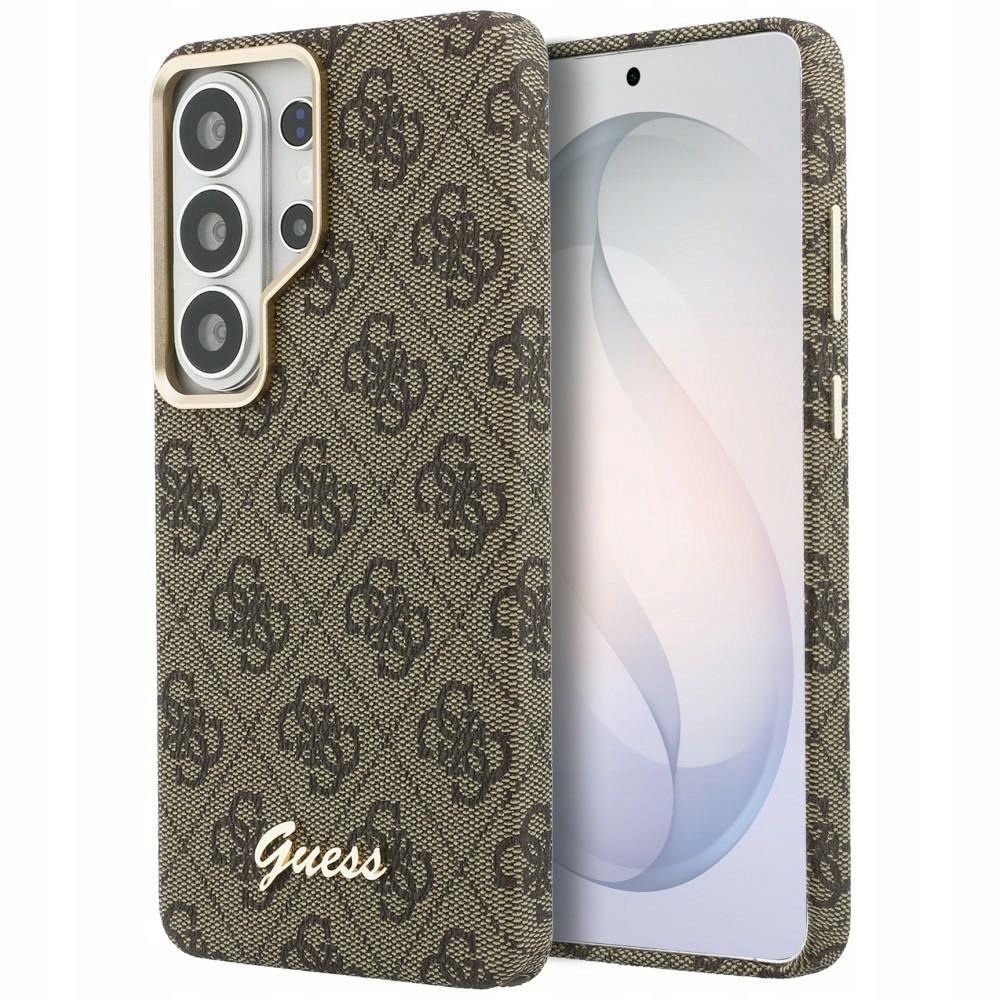 Pouzdro Guess 4G Script MagSafe pro Samsung Galaxy S26 Ultra, hnědé