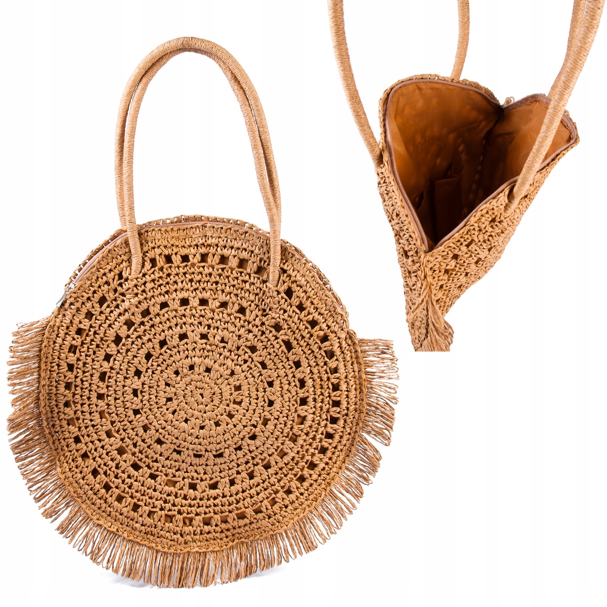 

Torba Plażowa Boho Pleciona Duża Elegancka Kolory