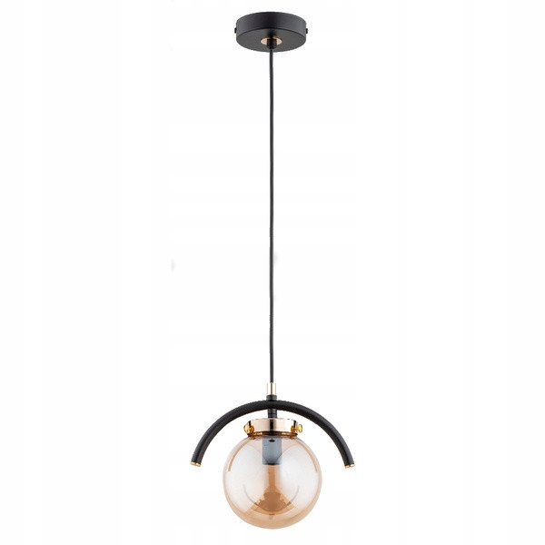 Závěsná lampa Korda černá zlatá skleněná koule E14 10W Alfa