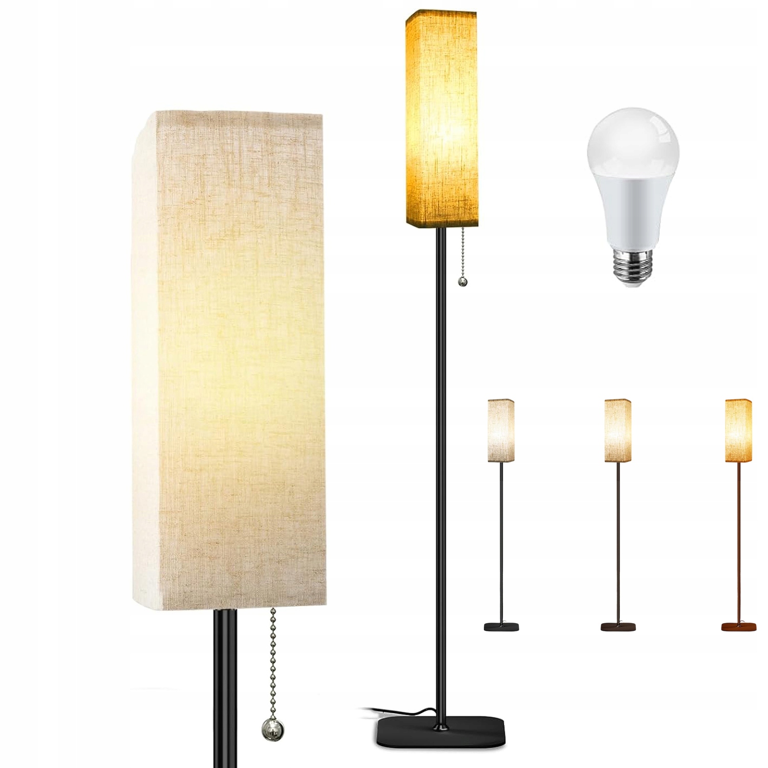Lampa Led Podlahová Stojící Lampa E27 172 CM Loft Na Čtení, Kovová