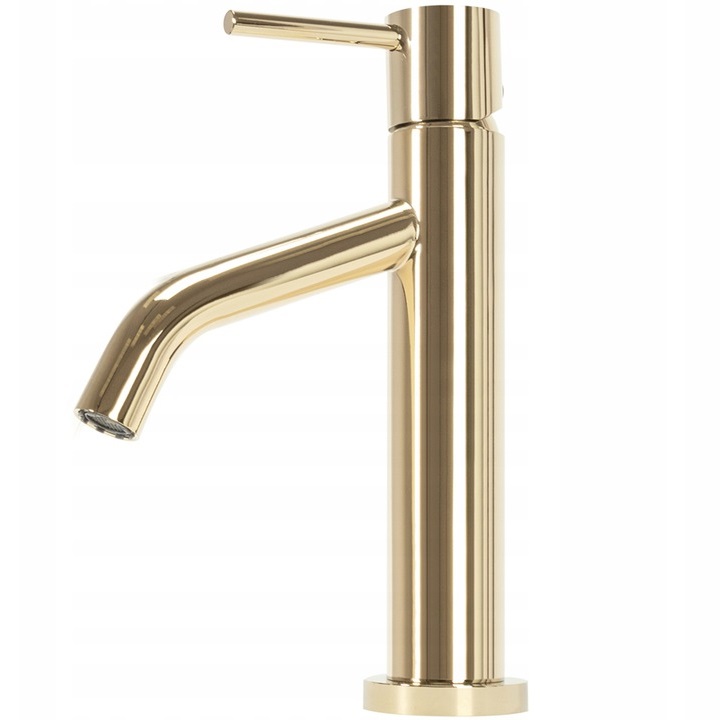 Bateria Umywalkowa Stojąca Kran Rea Level Złota W Połysku Niska Marka Rea