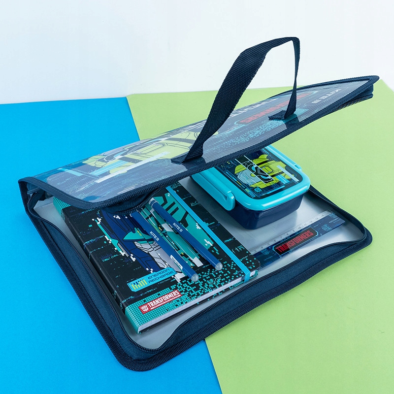 TECZKA SZKOLNA Z RĄCZKĄ GRUBA XL A4 TRANSFORMERS KITE Kolor Odcienie niebieskiego