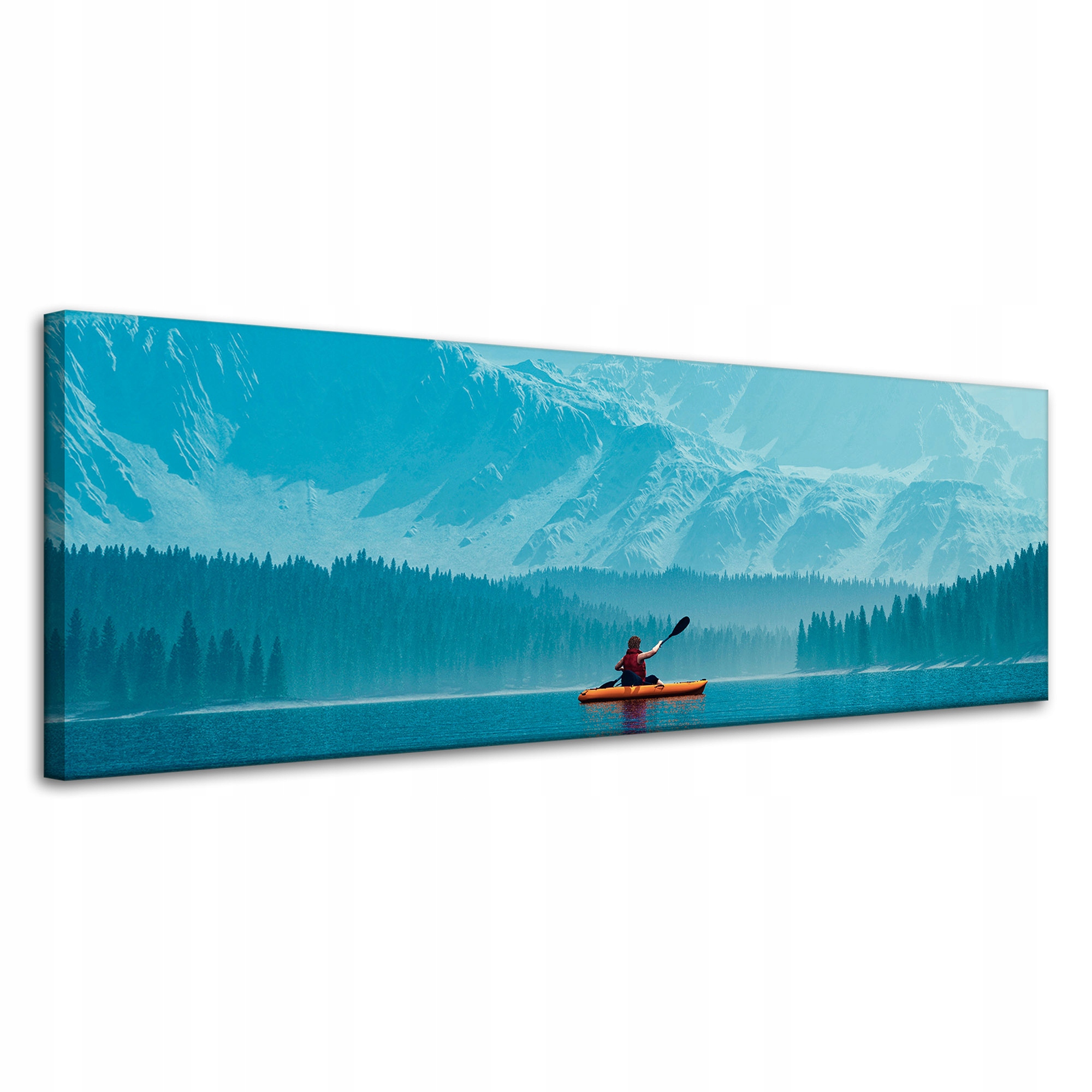 Obraz na plátně Muž na Kajaku Hory Voda Příroda 120x40 cm