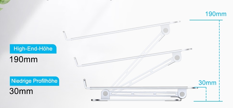 SKŁADANY STOJAK NA LAPTOP Z REGULACJĄ WYSOKOŚCI Maksymalna przekątna ekranu 16