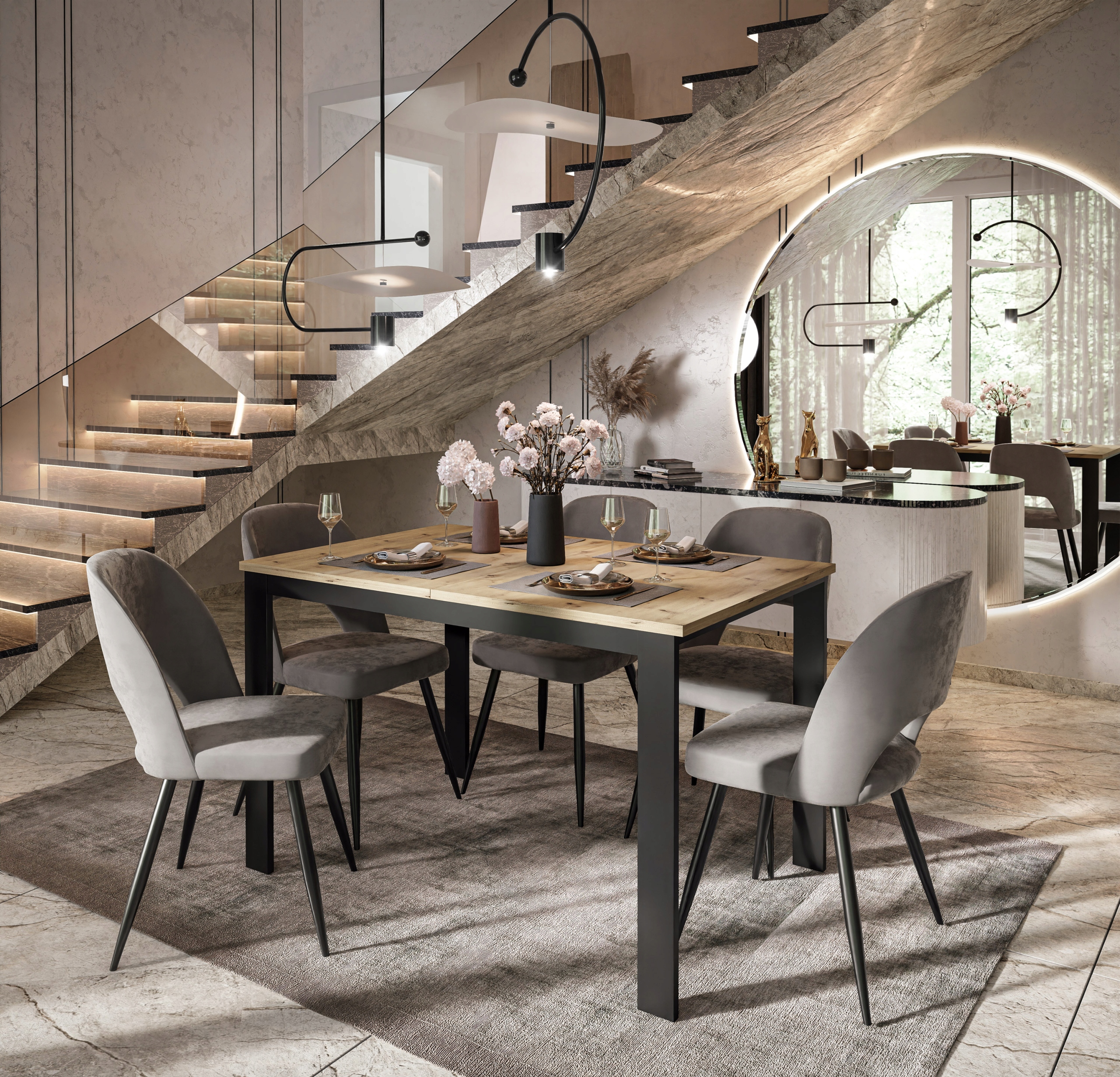 Stół rozkładany ART LOFT 125-320 cm dąb artisan Głębokość mebla 80 cm