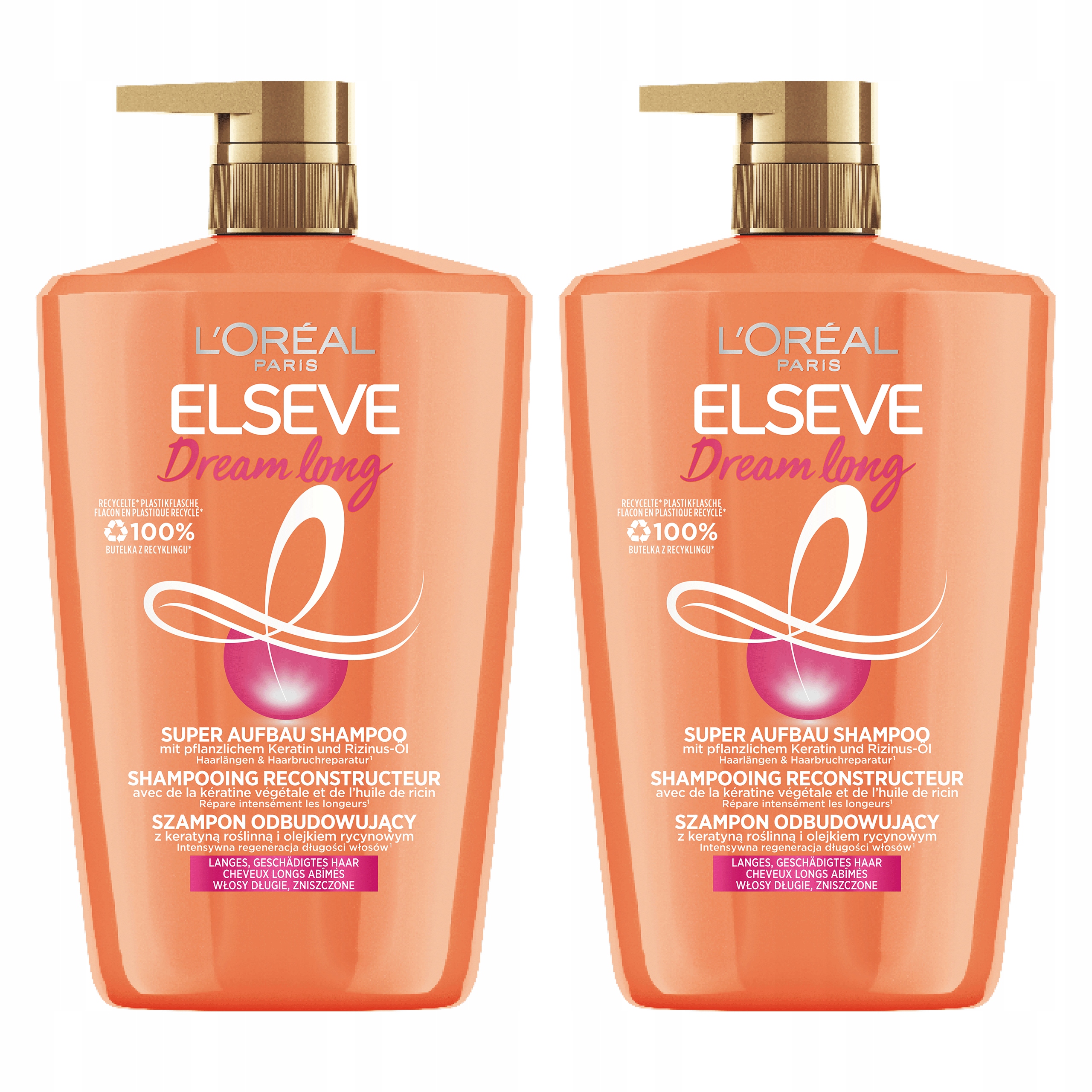 Zestaw 2x L'Oréal Elseve Dream Long Szampon Odbudowujący do Włosów