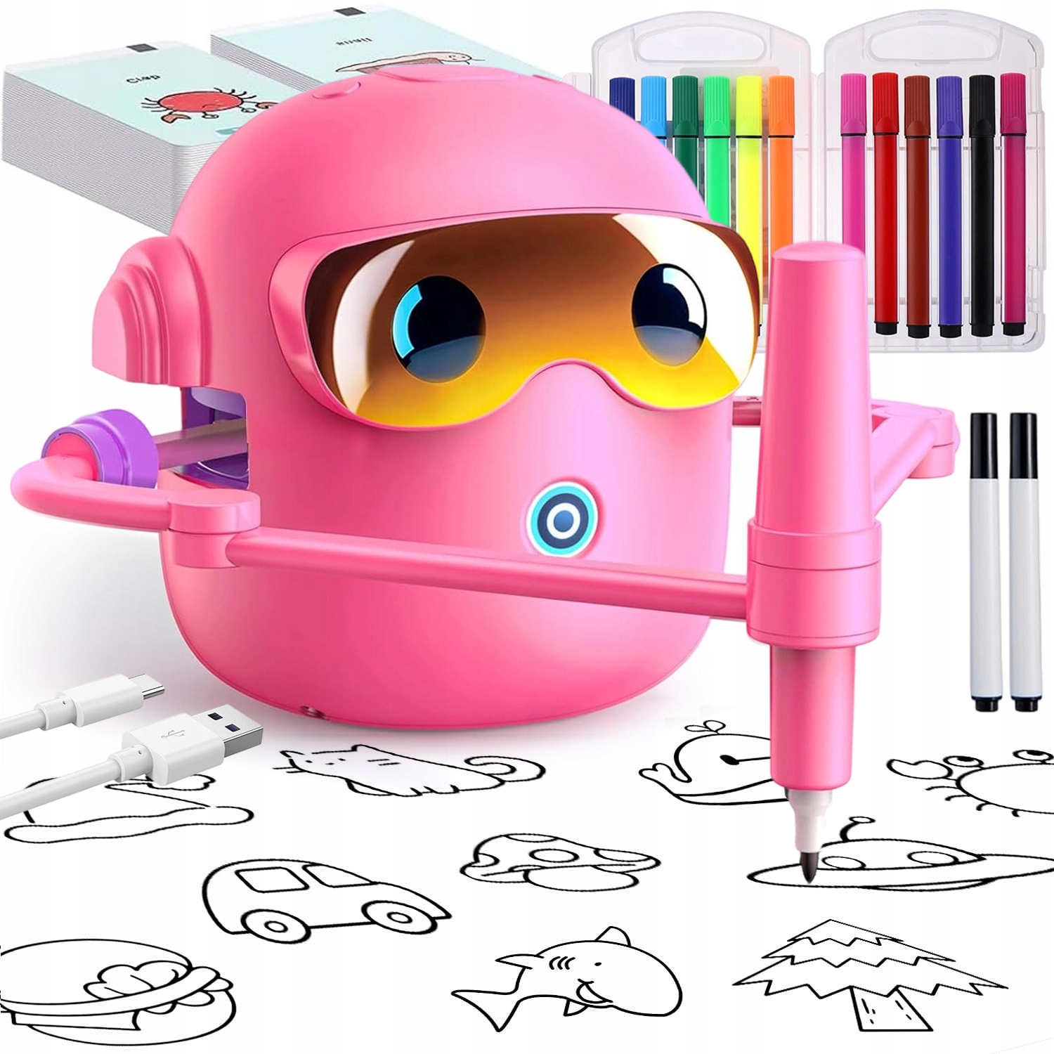Edukacyjny Interaktywny Robot Do Nauki Rysowania 100 Kart Gra Zręcznościowa