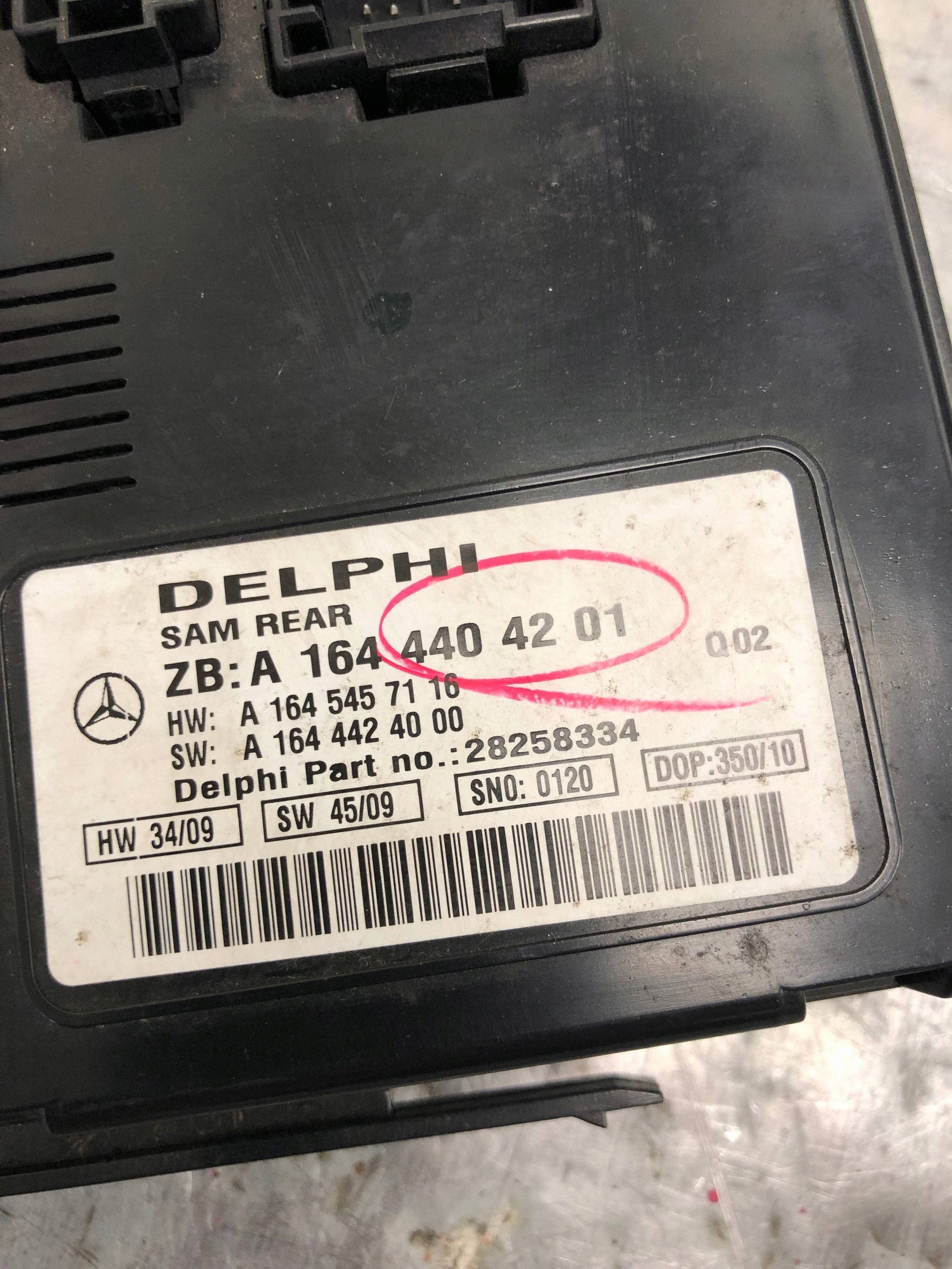 module control unit SAM MERCEDES ML W164 A1644404201