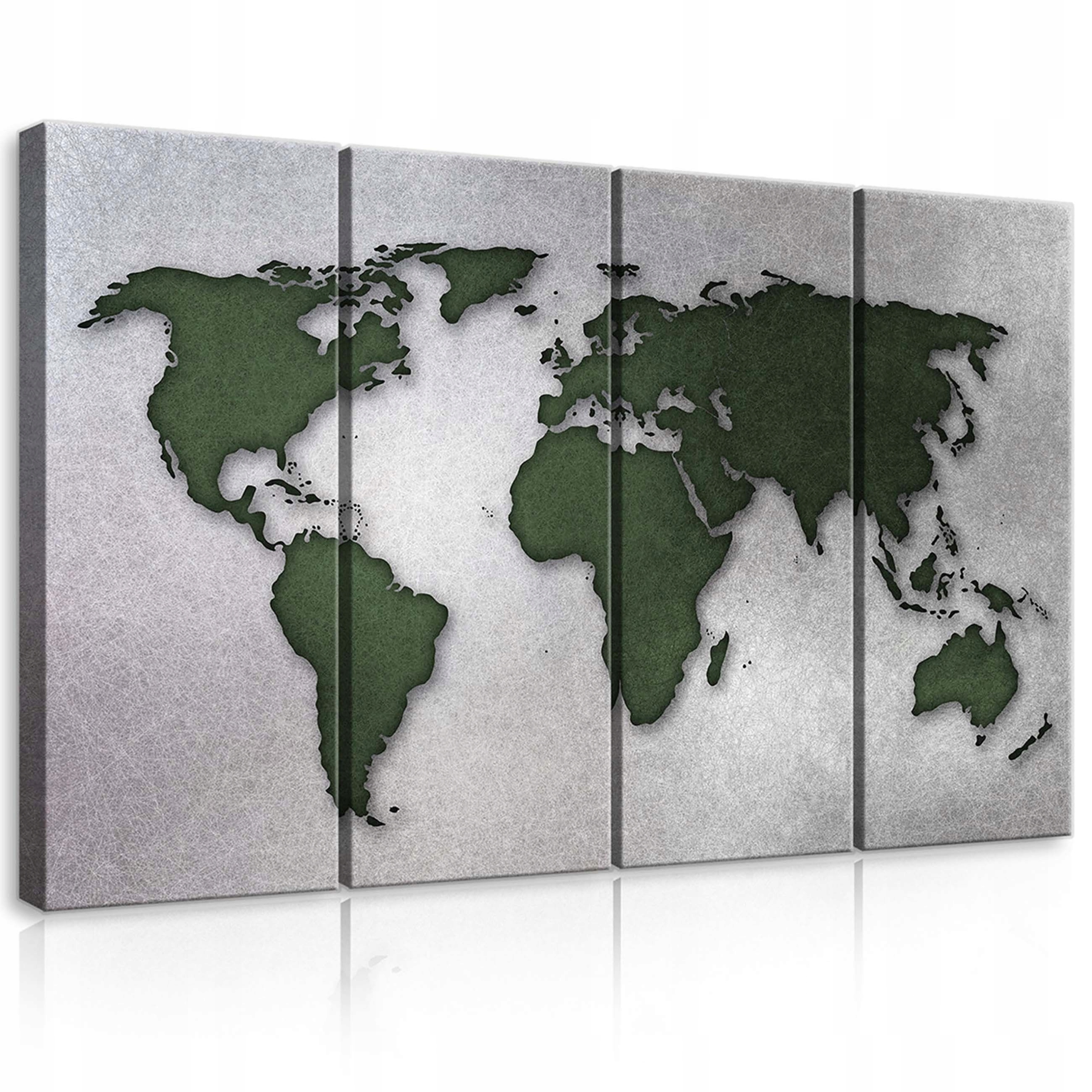 Obraz 120x80 Mapa světa abstrakce minimalismus moderní stříbrná zelená