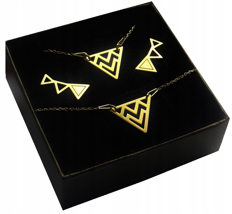 

Komplet trójkąt Nausznice srebro 925 pozłacane