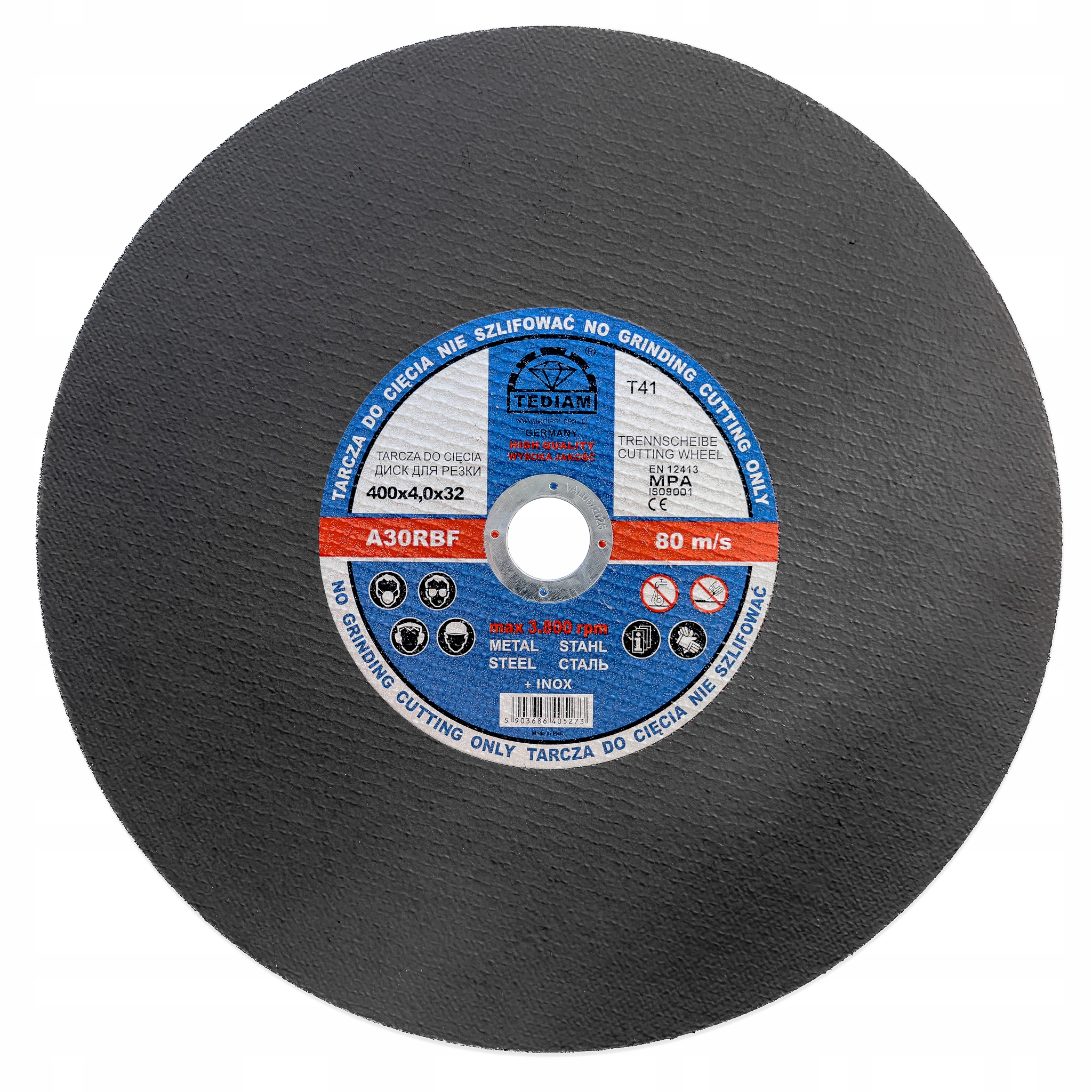 TARCZA DO CIĘCIA METAL + INOX 400 x 32 x 4,0 TEDIAM