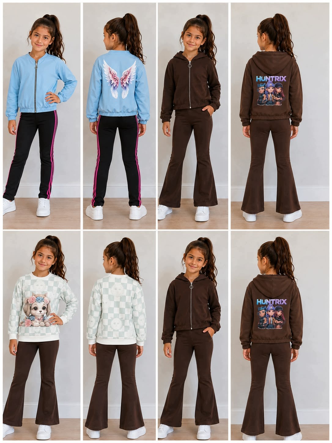 Zestaw ubrań dziewczęcych 116 bluzy spodnie legginsy jesień zima 5 szt