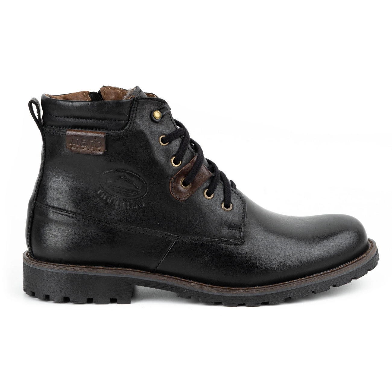 Pánské zimní boty, zateplené kožené kotníkové boty boty, Polské 754 Cz, černé 48