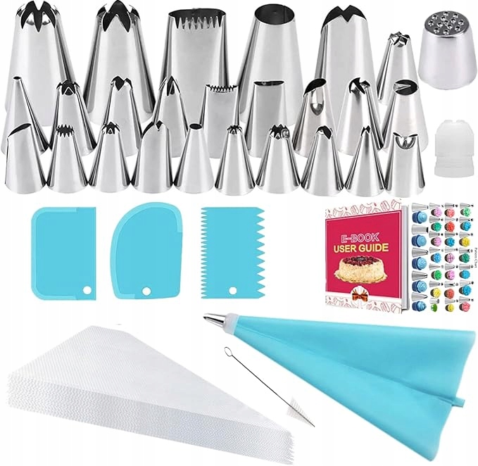 Levně 44DÍLNÁ Sada Na Zdobení Dortů, 26 Hrotů, Silikonové Sáčky