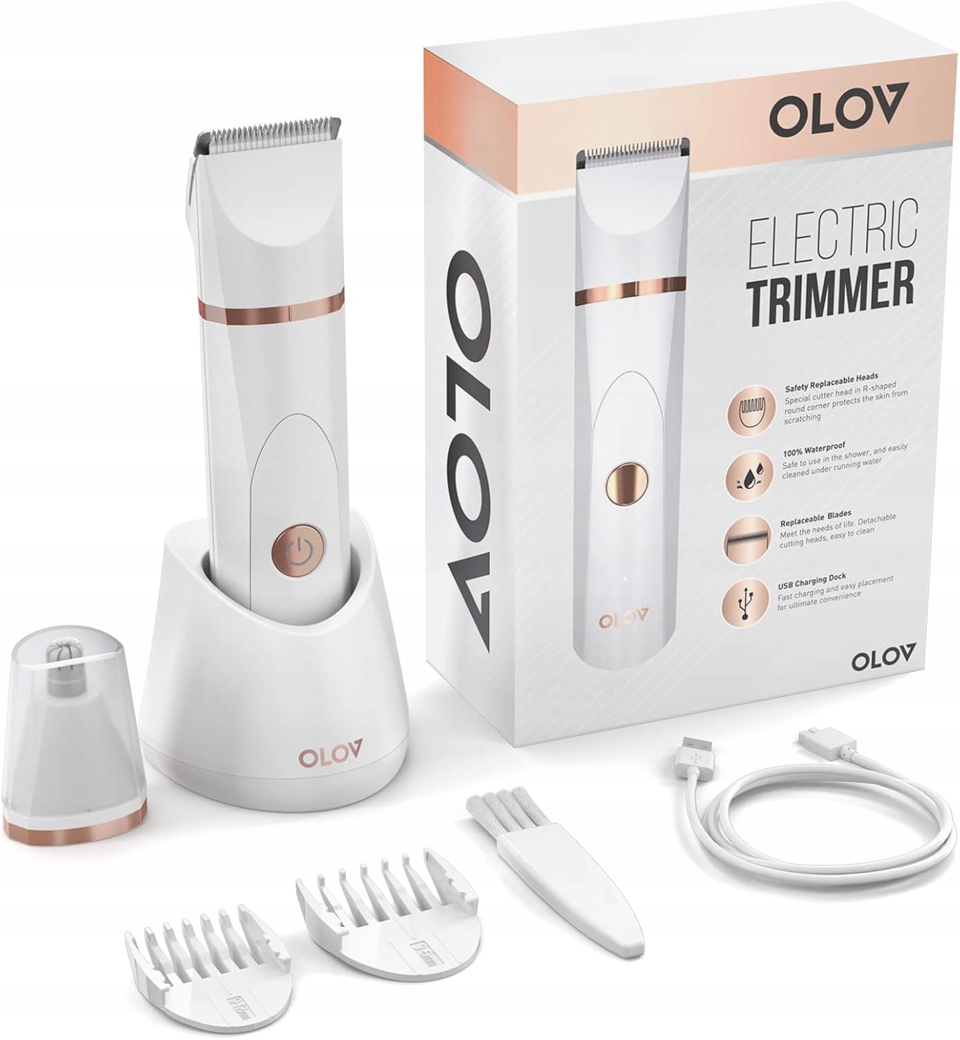 Trymer Wodoodporny do Całego Ciała Olov Stacja Ładująca ceramiczna Końcówki