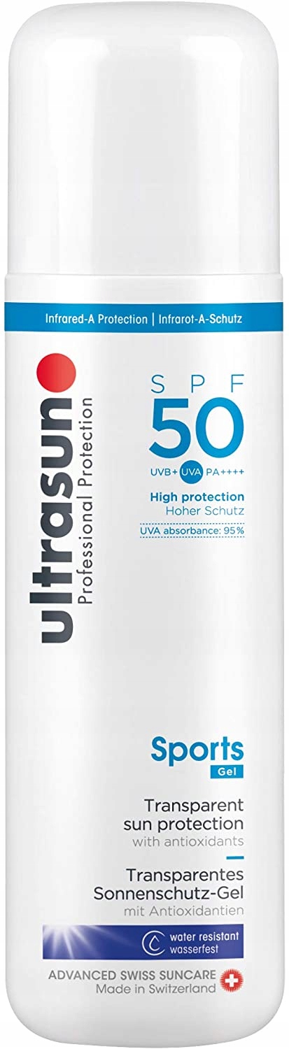 Ultrasun Sport SPF50 Żel Przeciwsłoneczny Wodoodporny Uva Uvb 200ML