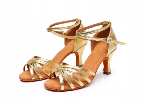 Buty Do Tańca R 37 Latino 23,5 CM Obcas 7 CM Damskie Złote 477