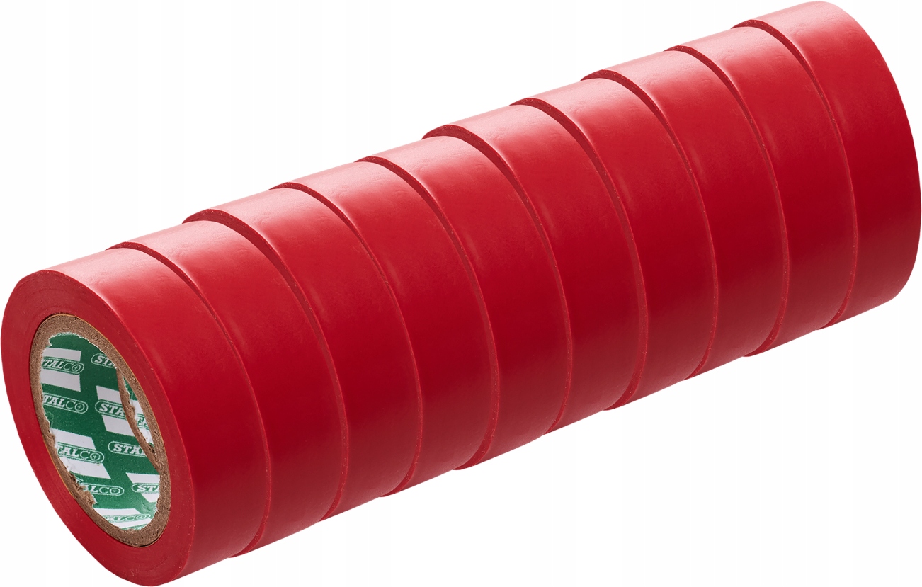 Taśma izolacyjna czerwona 15 mm x 10 m, (1 kpl 10 szt.) Stalco S-38630