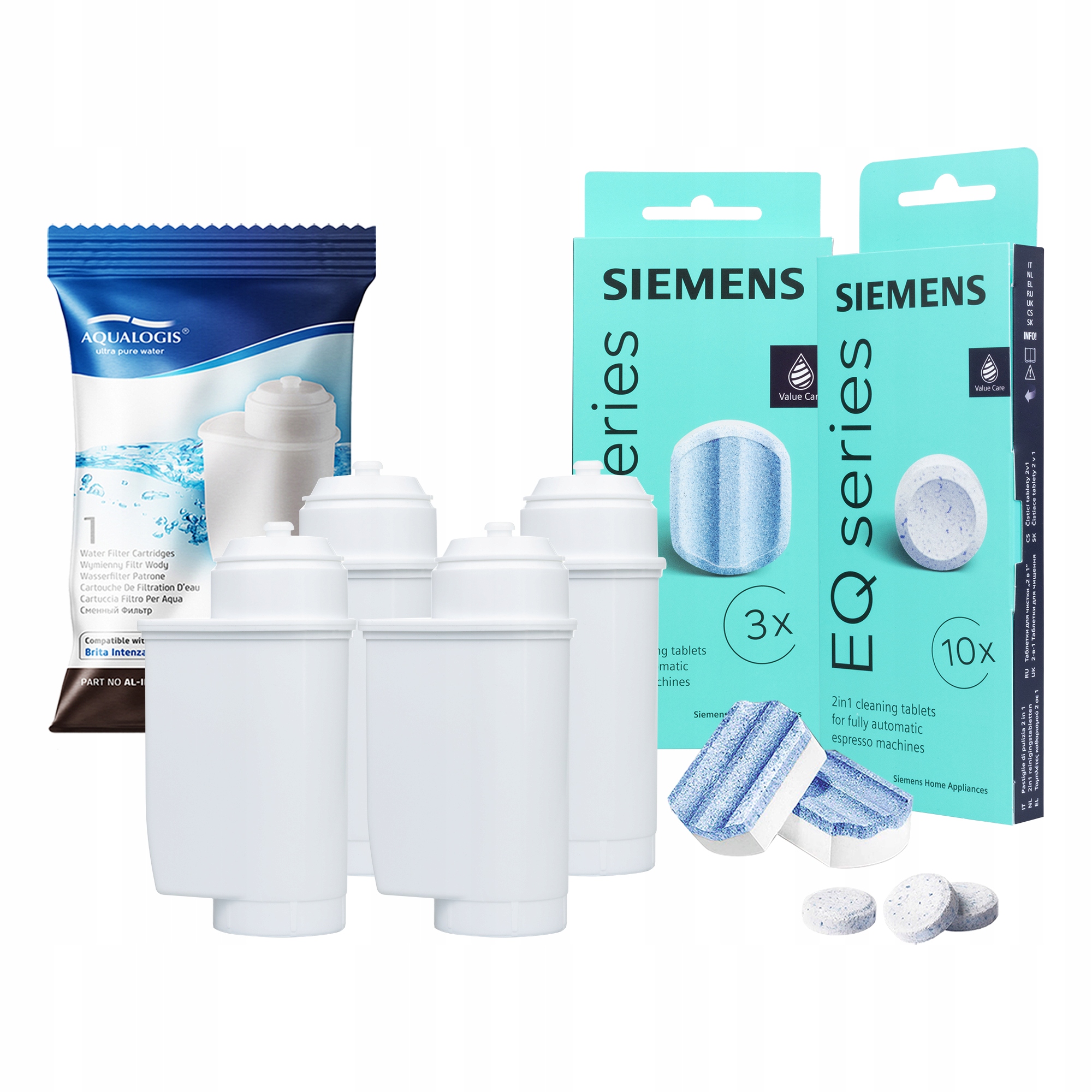 Odvápňovač a tablety Siemens 4x vodní filtr pro kávovar AL-Inte