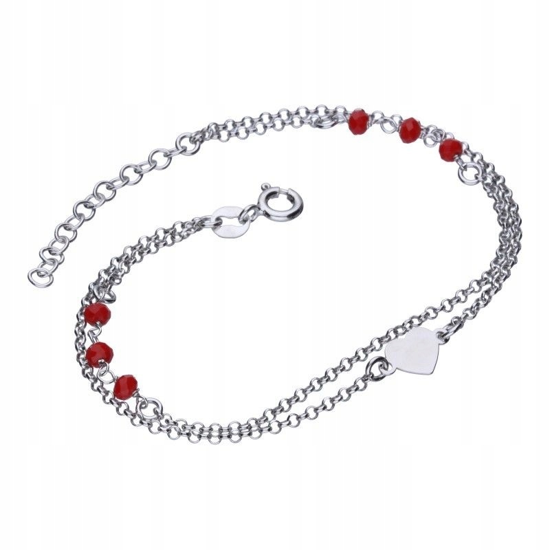 Stříbrný náramek ryzosti 925 s krystaly a srdcem 2.34 g jako dárek