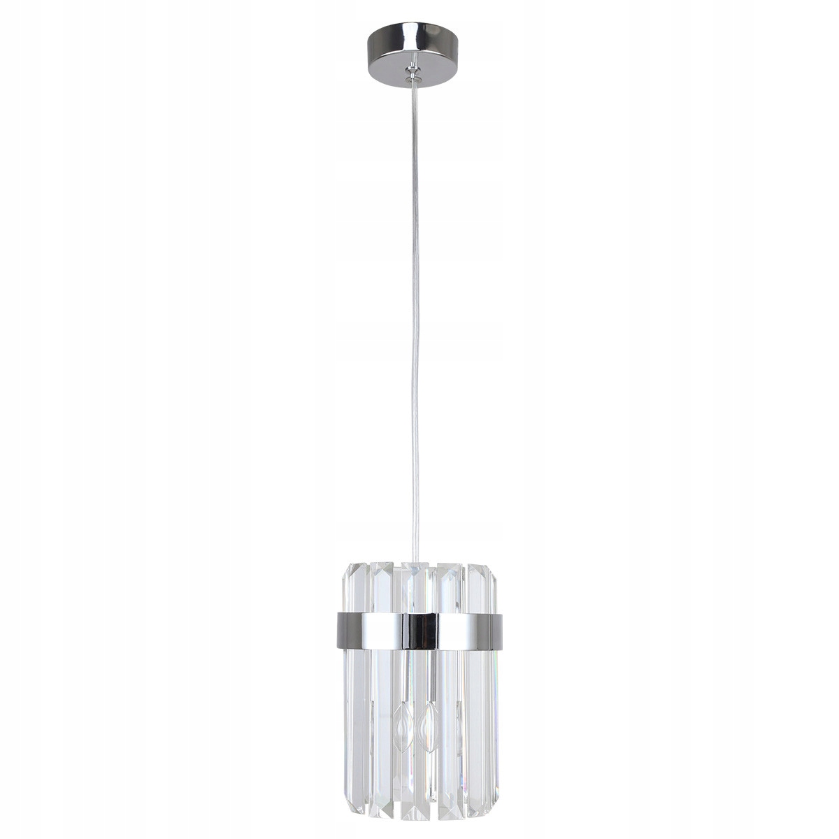 Chromová závěsná lampa glamour křišťál Vetro do kuchyně nad ostrovní deskou