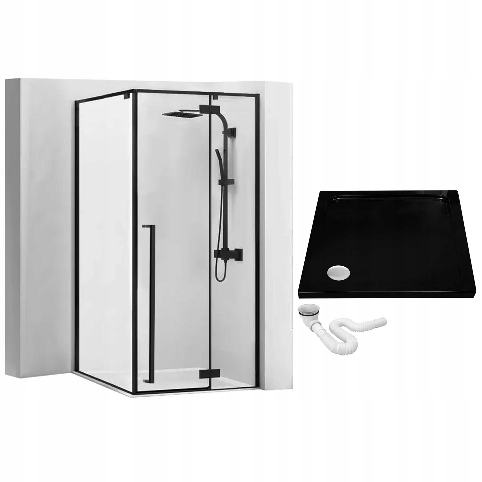 Kabina Prysznicowa Black Czarna Narożna Fargo 90x90 Brodzik Savoy Czarny