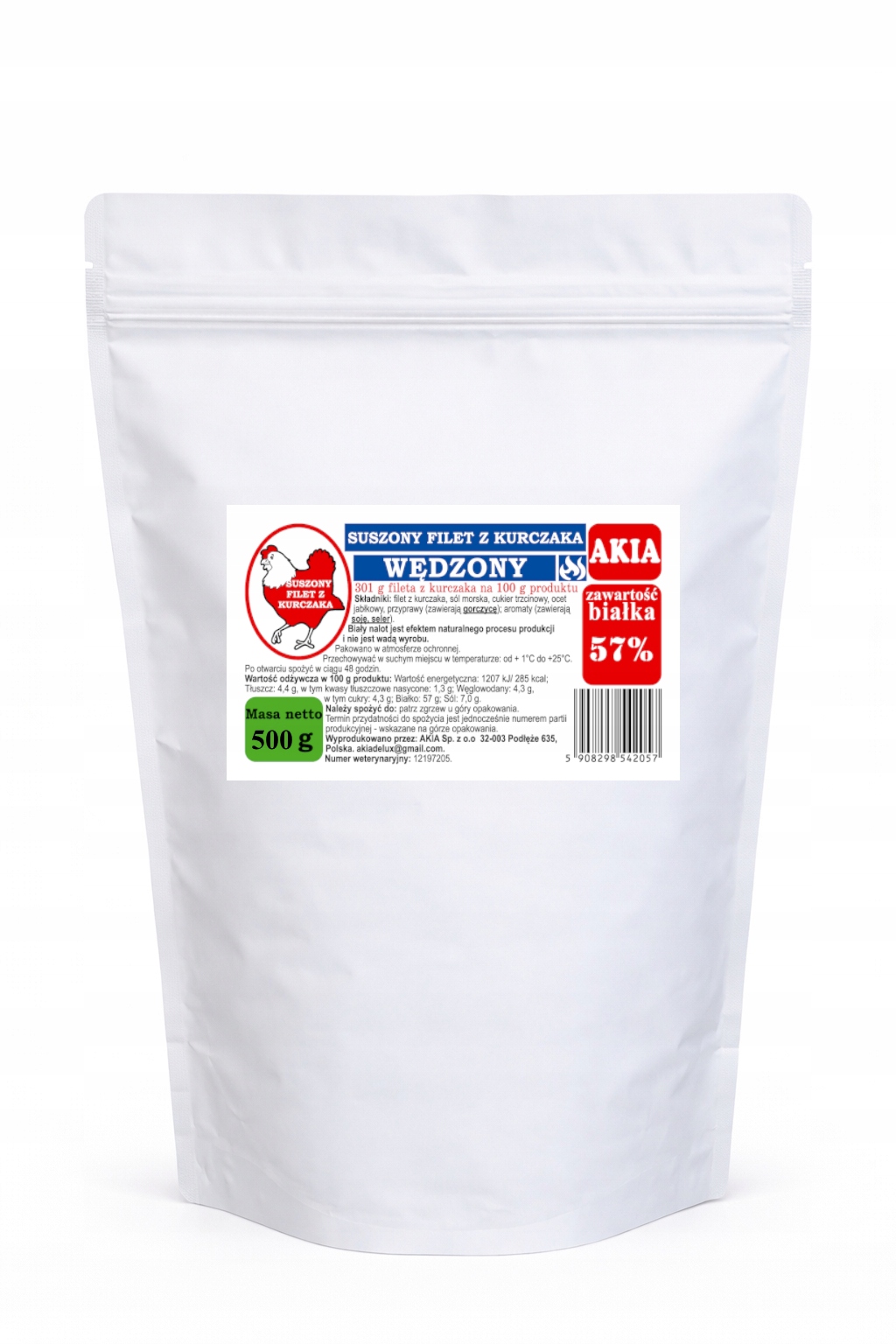 Levně Kuřecí jerky, sušené uzené kuřecí maso 500 g