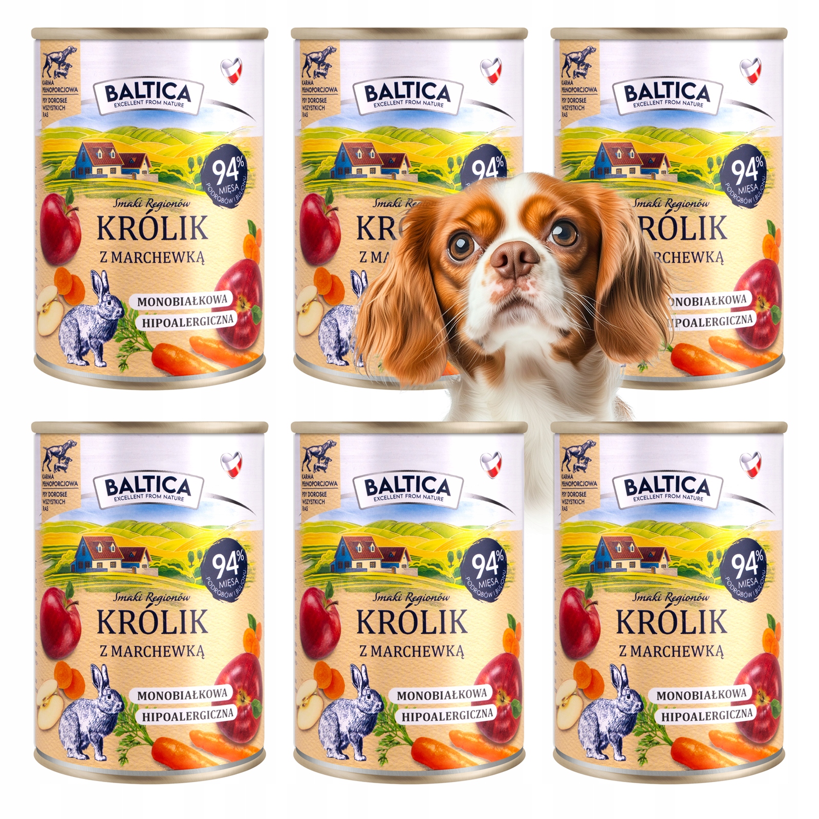 Mokra Karma dla Psa Bez Zbóż Baltica Mono Puszka Królik z Marchewką 6x400g