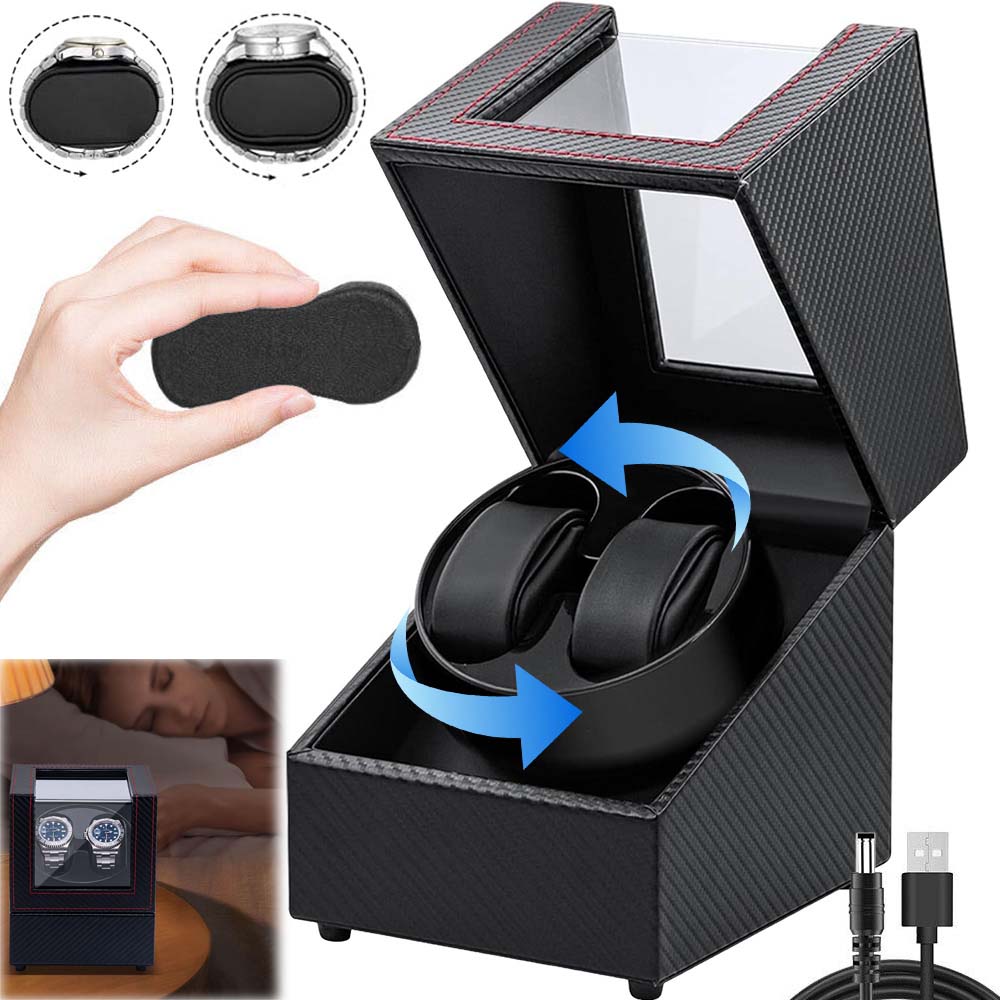 Automatický Rotomat Na Hodinky Krabička Černá Pouzdro Vitrína Na 2 Hodinky