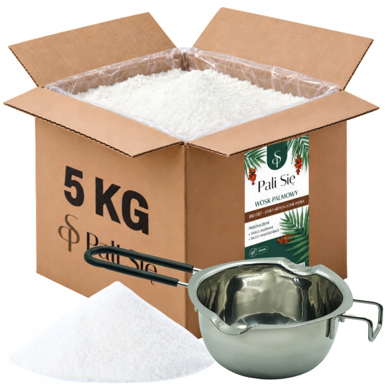 Vosk Bw C07 5 kg pro svíčky z forem, efekt peří topeniště 400 ml