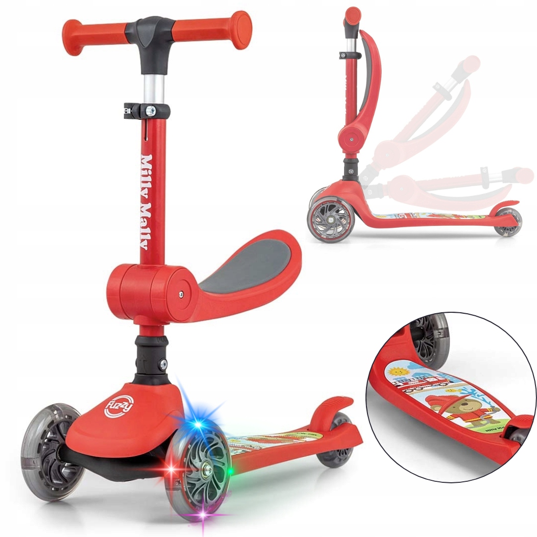 Hulajnoga balansowa trójkołowa dla dzieci Led Scooter Fuzzy Milly Mally