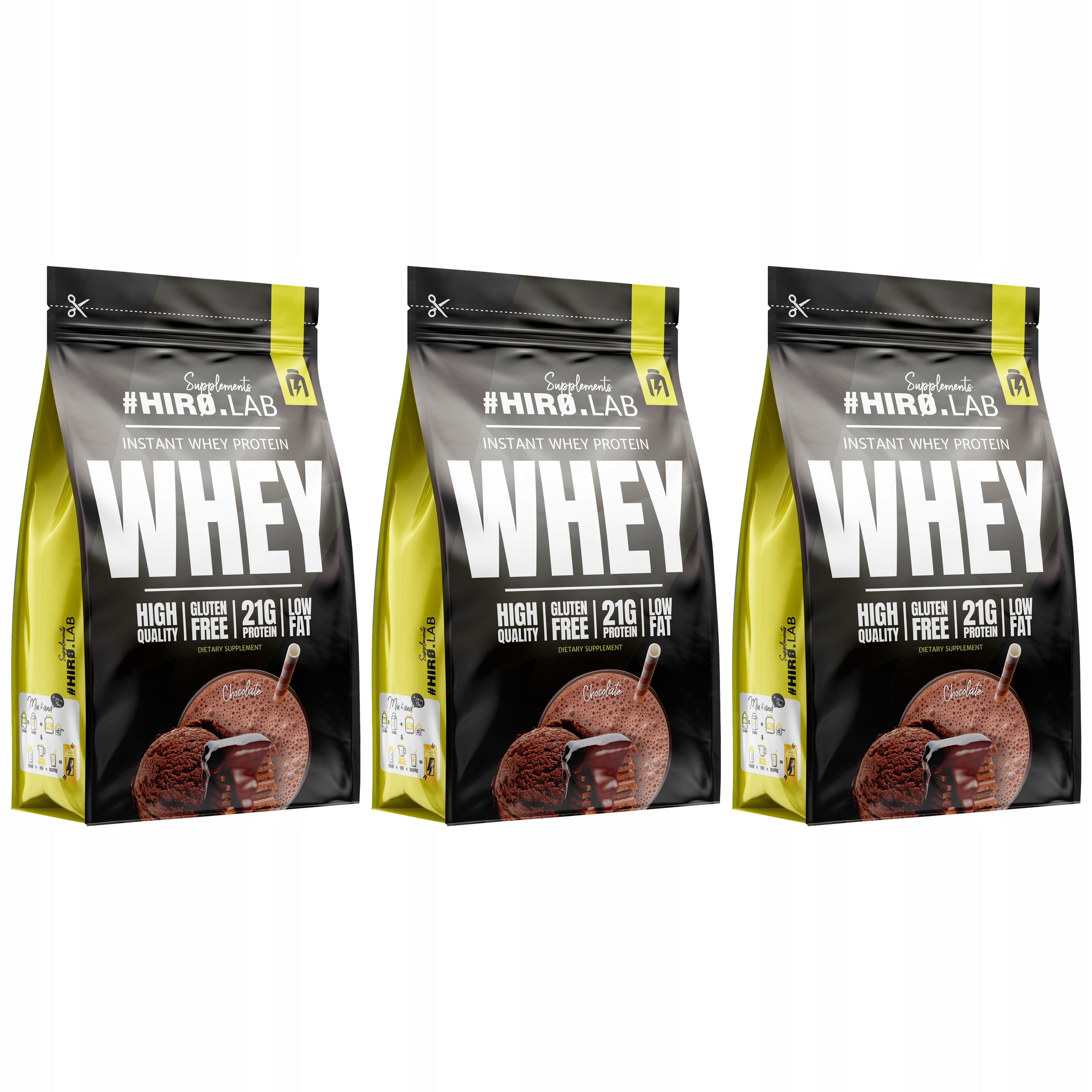 3x Wpc Instant Whey Protein syrovátkový doplněk stravy 750 g Čokoláda Hiro