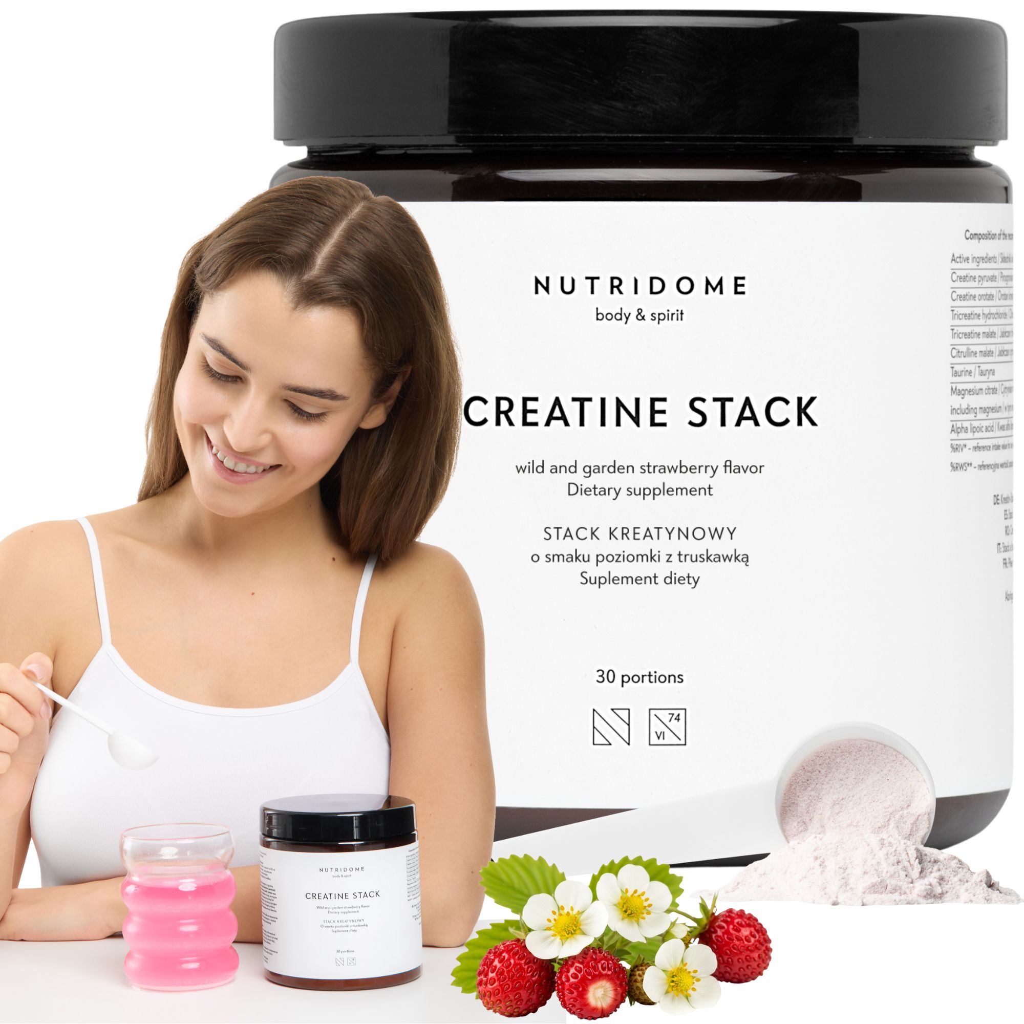 Kreatyna creatine Stack kreatin Síla na svaly jahoda 300g Nutridome