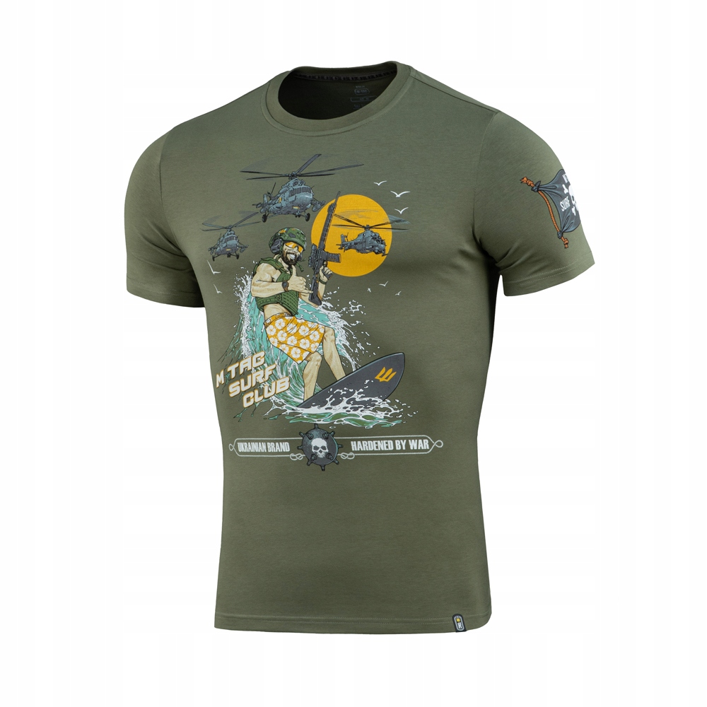 M-Tac Koszulka T-shirt Męska Bawełna Wojskowa Surf Club Light Olive Xs