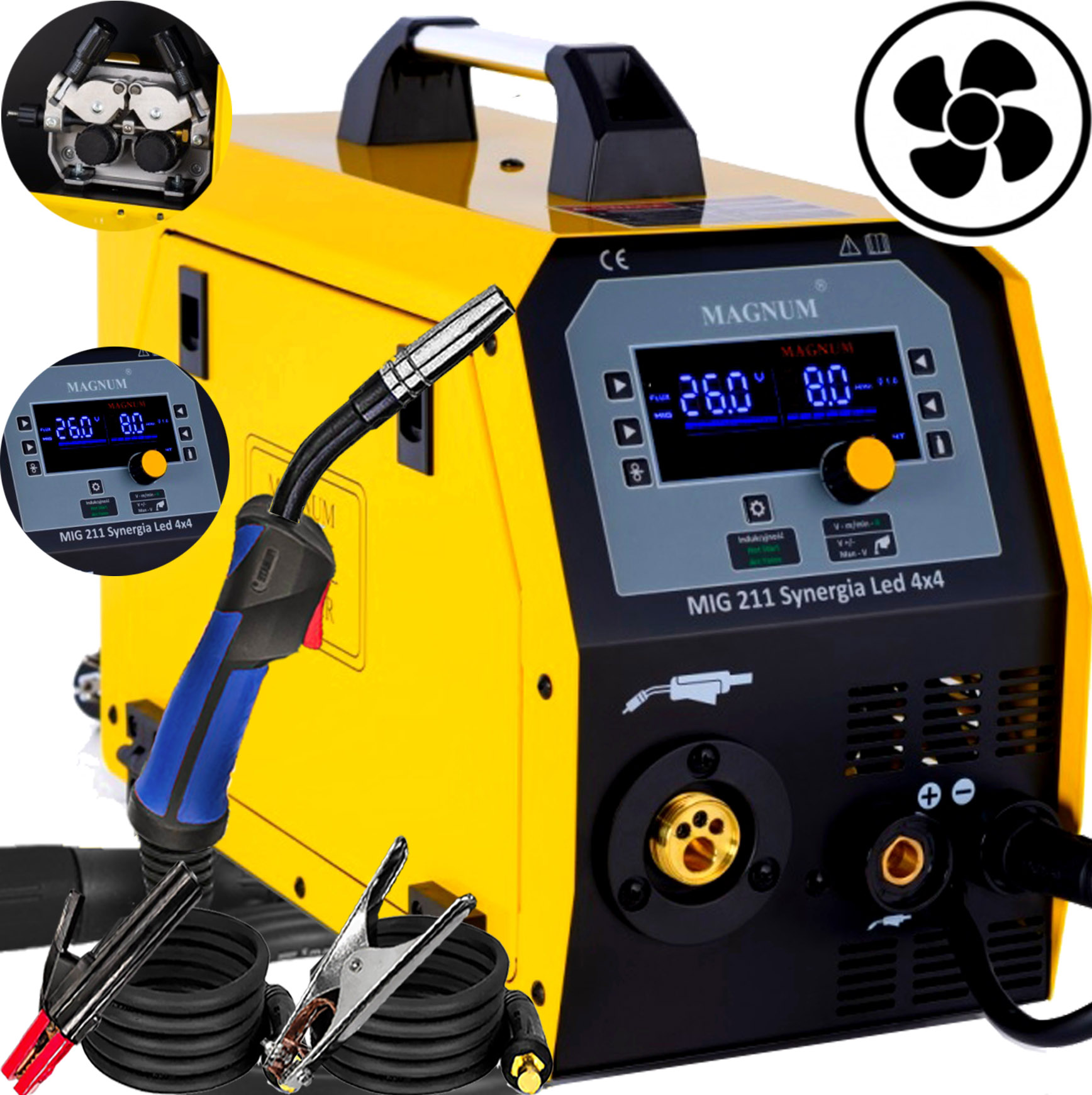 Invertorová Svářečka Migomat Poloautomat Magnum Mig 211 Synergie Led 4x4