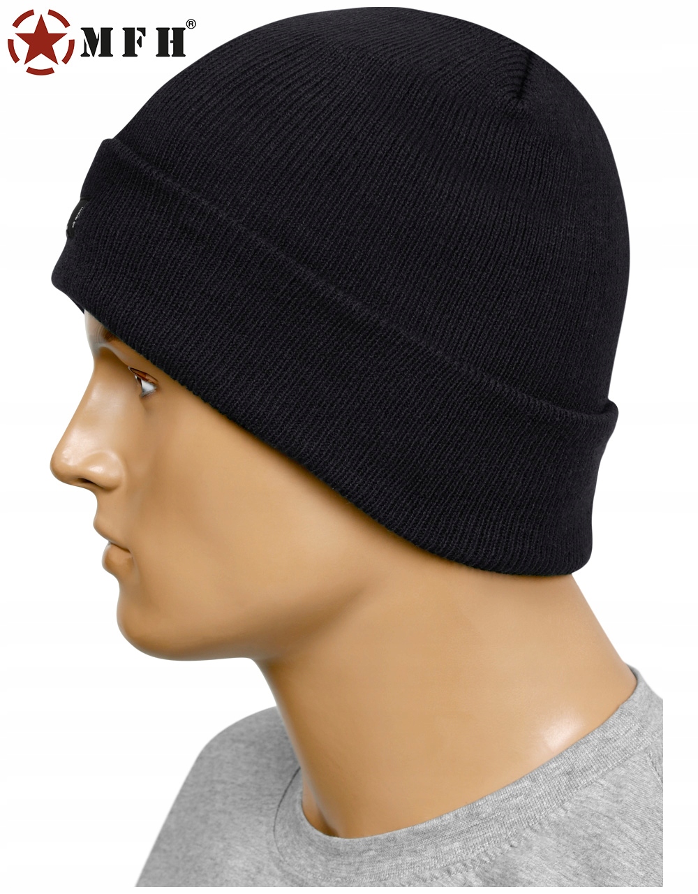 MFH CZAPKA ZIMOWA Thinsulate 3M DWUWARSTWOWA BLACK Cechy z dzianiny