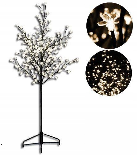 Dekorativní Led strom s květy, teple bílá, 1,5 m
