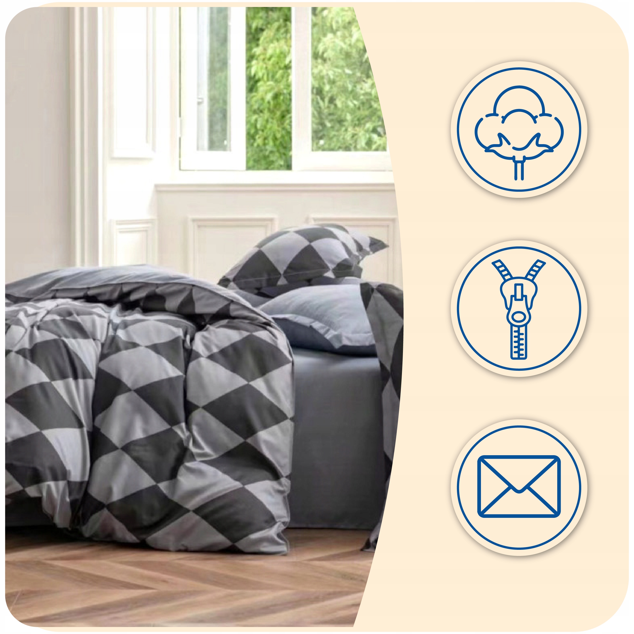 Komplet Pościeli Dwustronnej 160x200 4 części Szerokość poszewki na kołdrę 160 cm