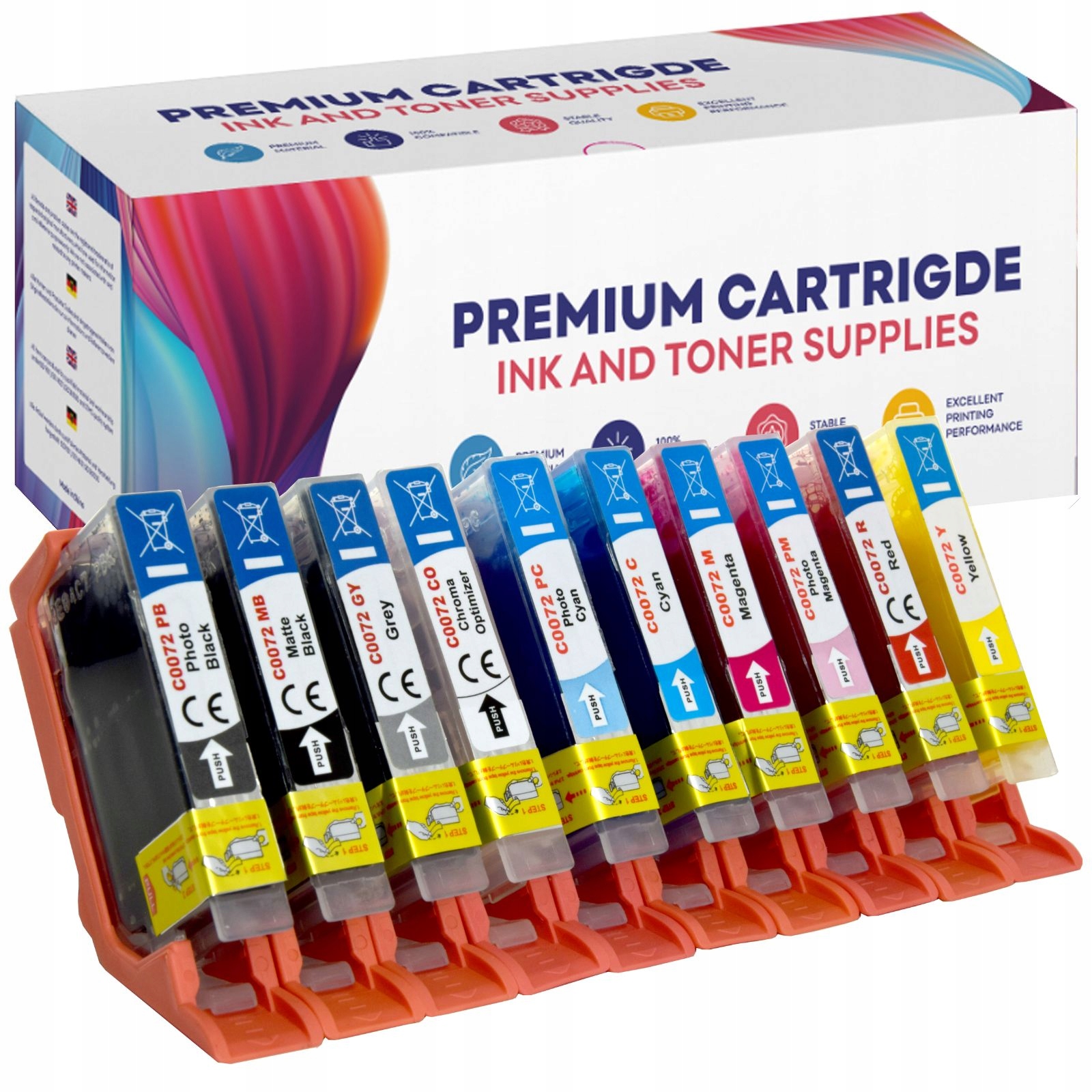 10 x Inkoust pro Canon PGI-72 Pixma Pro-10 Set 140 ml