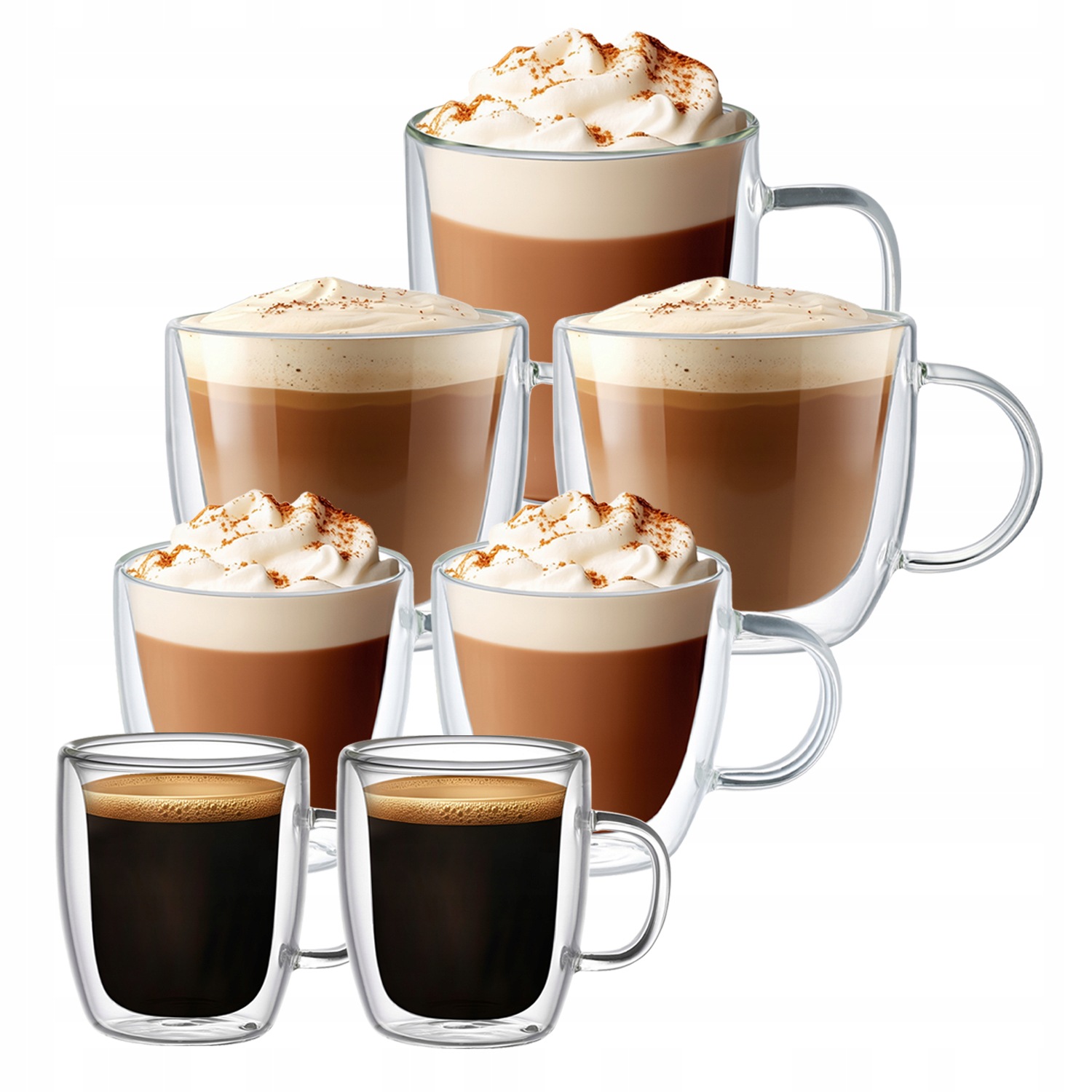 7x Szklanki Termiczne Aqualogis Do Herbaty Kawy Cappuccino Drinków zestaw