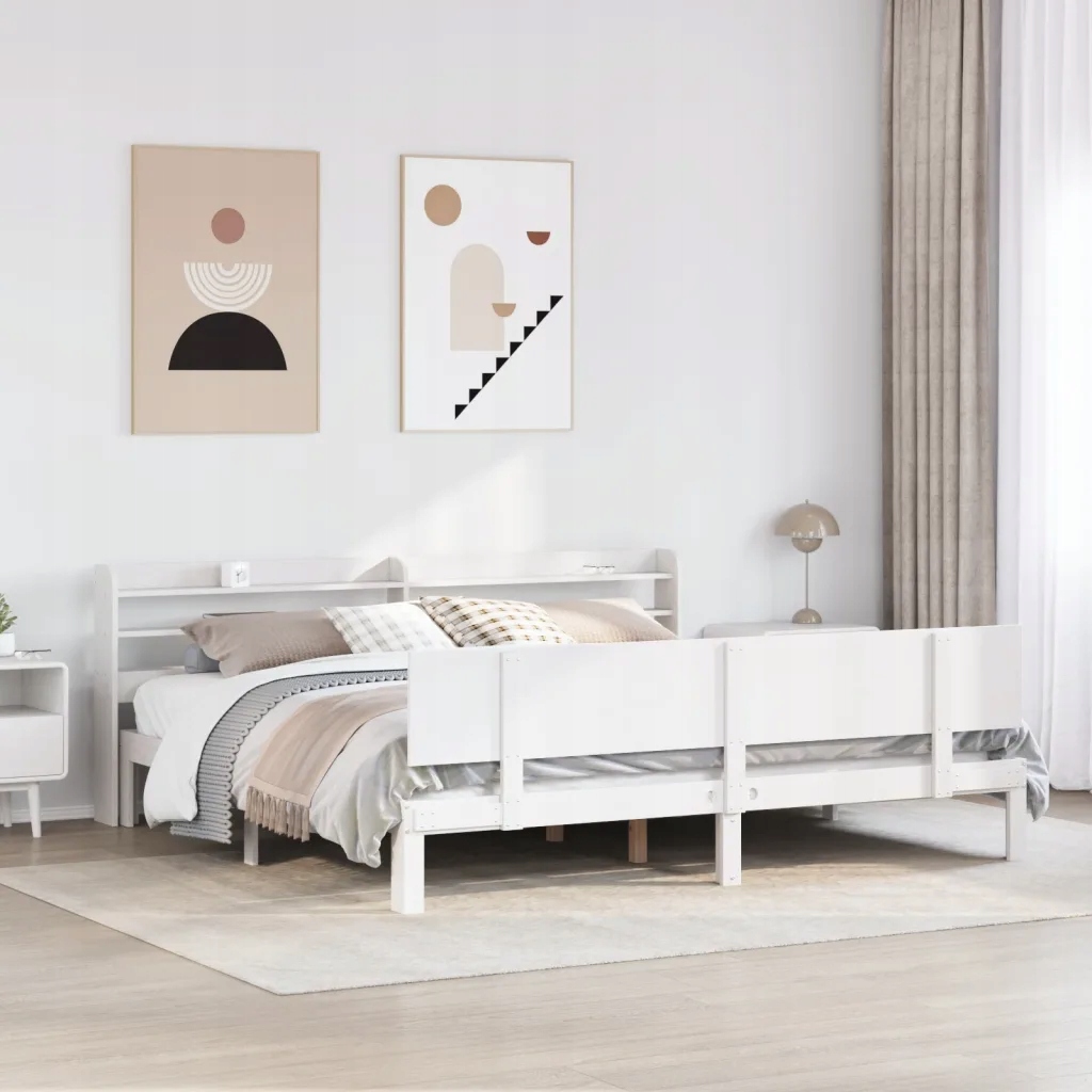 Dřevěná skládací postel VidaXL 200x200 bílá
