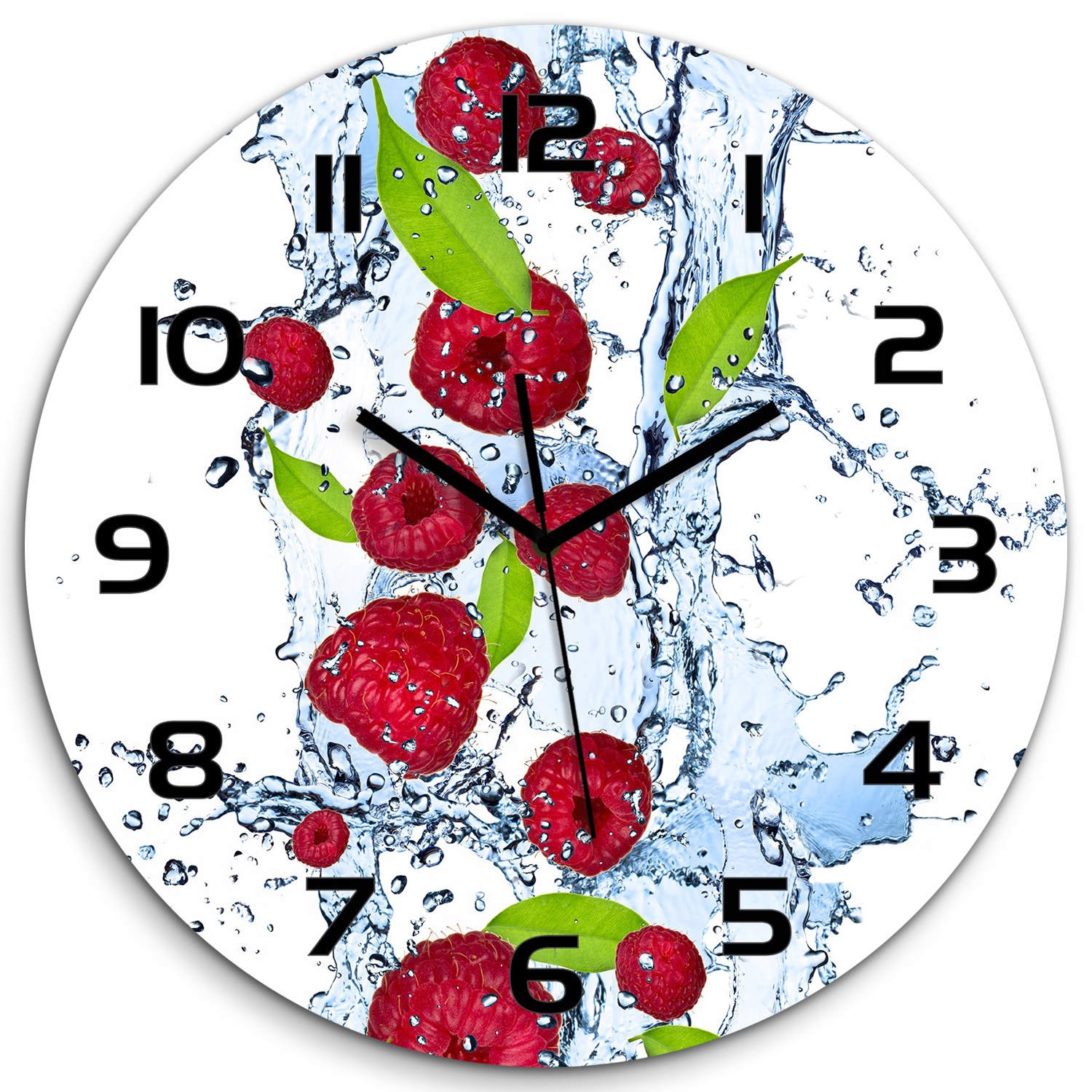 

Duży zegar szklany do salonu Maliny i woda fi 60cm