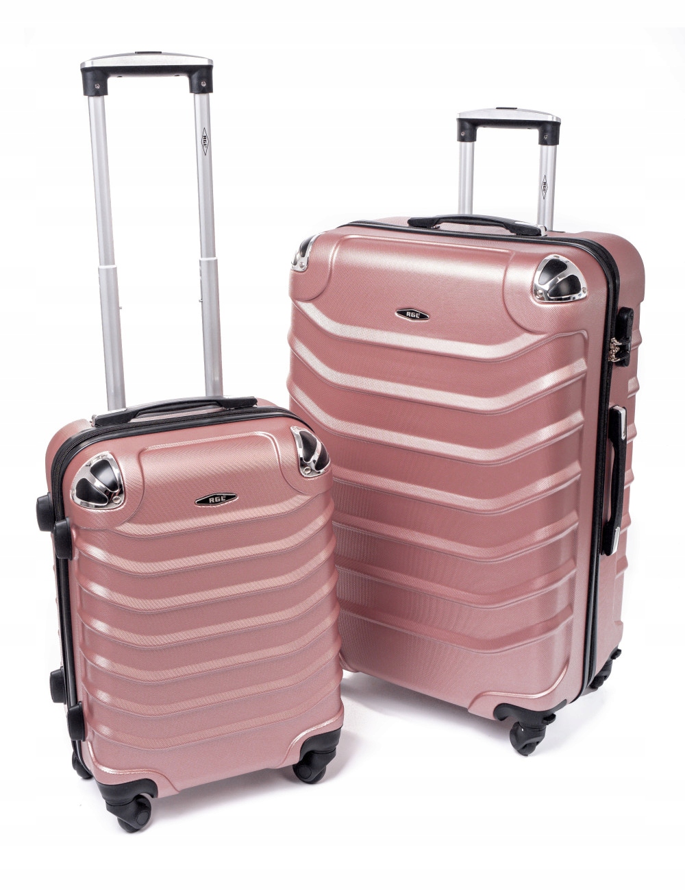 ZESTAW WALIZKA TWARDA DUŻA + KABINOWA TWARDA BAGAŻ ABS RGL ROSE RED