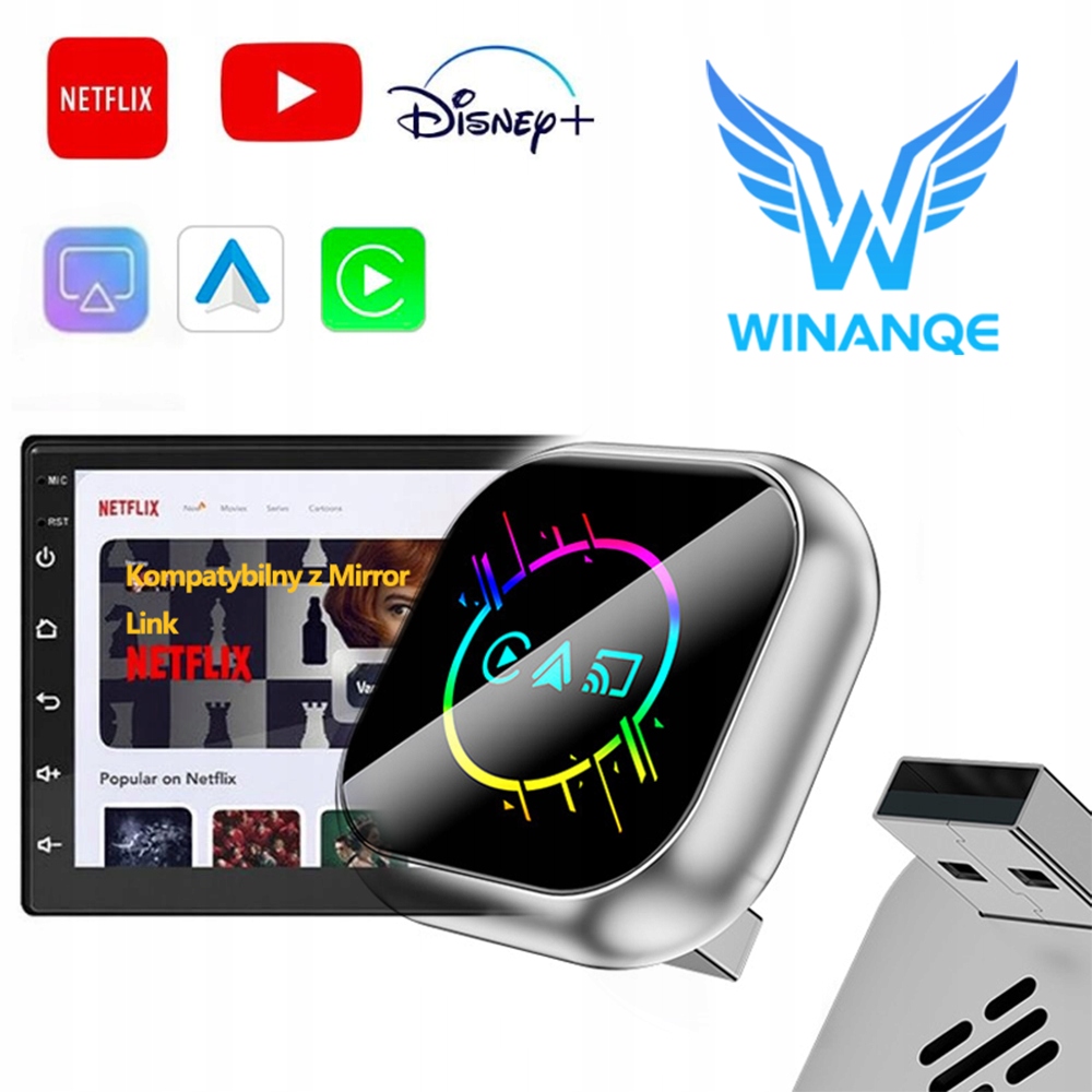 Vylepšené bezdrátové Carplay 3v1 pro rok 2026 s Mirror Link /Carplay/ Android Auto