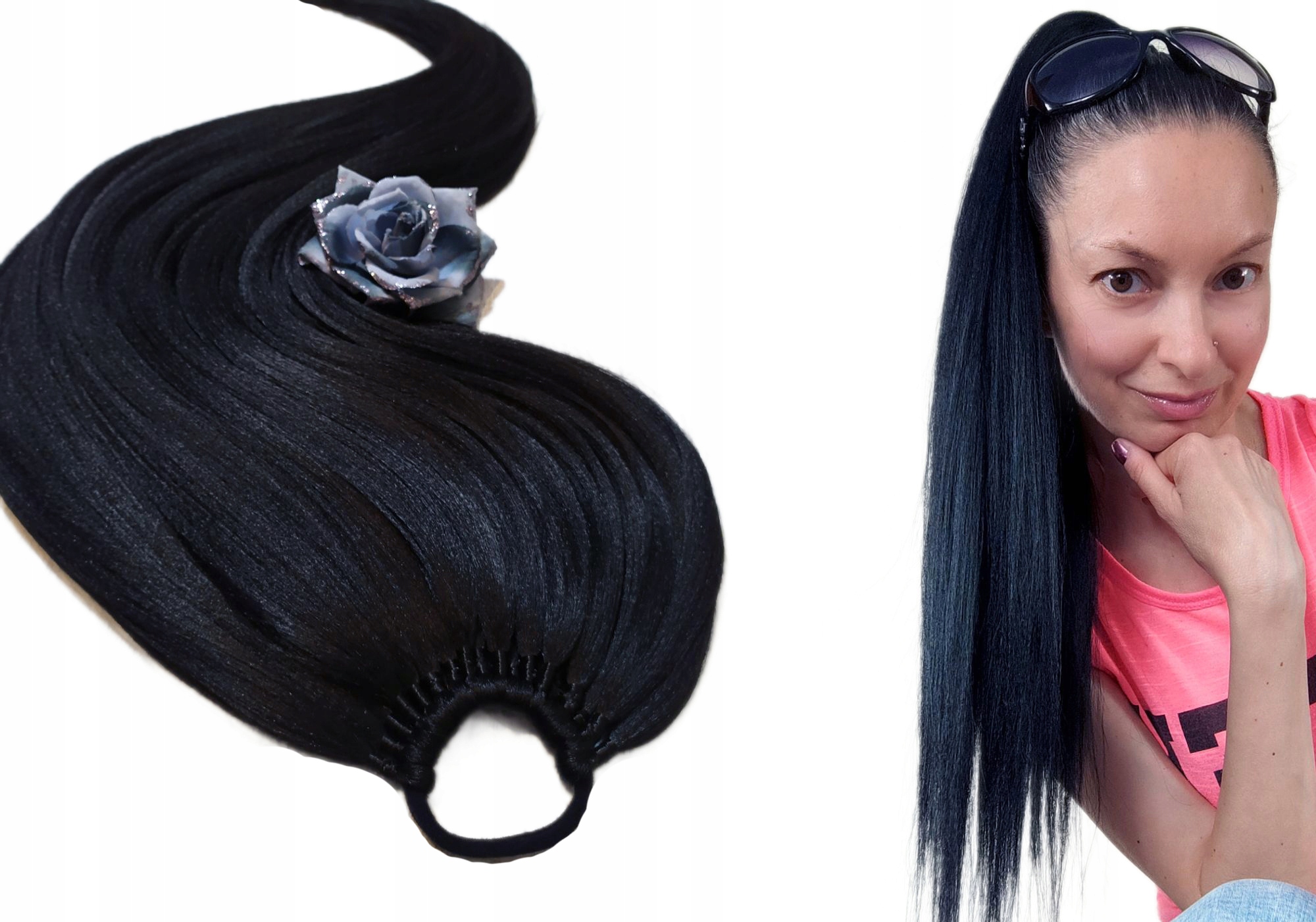 Připínací poník na gumičce, Kuc-Gumka, Příčesek, černý, Královna Noci, 60 cm