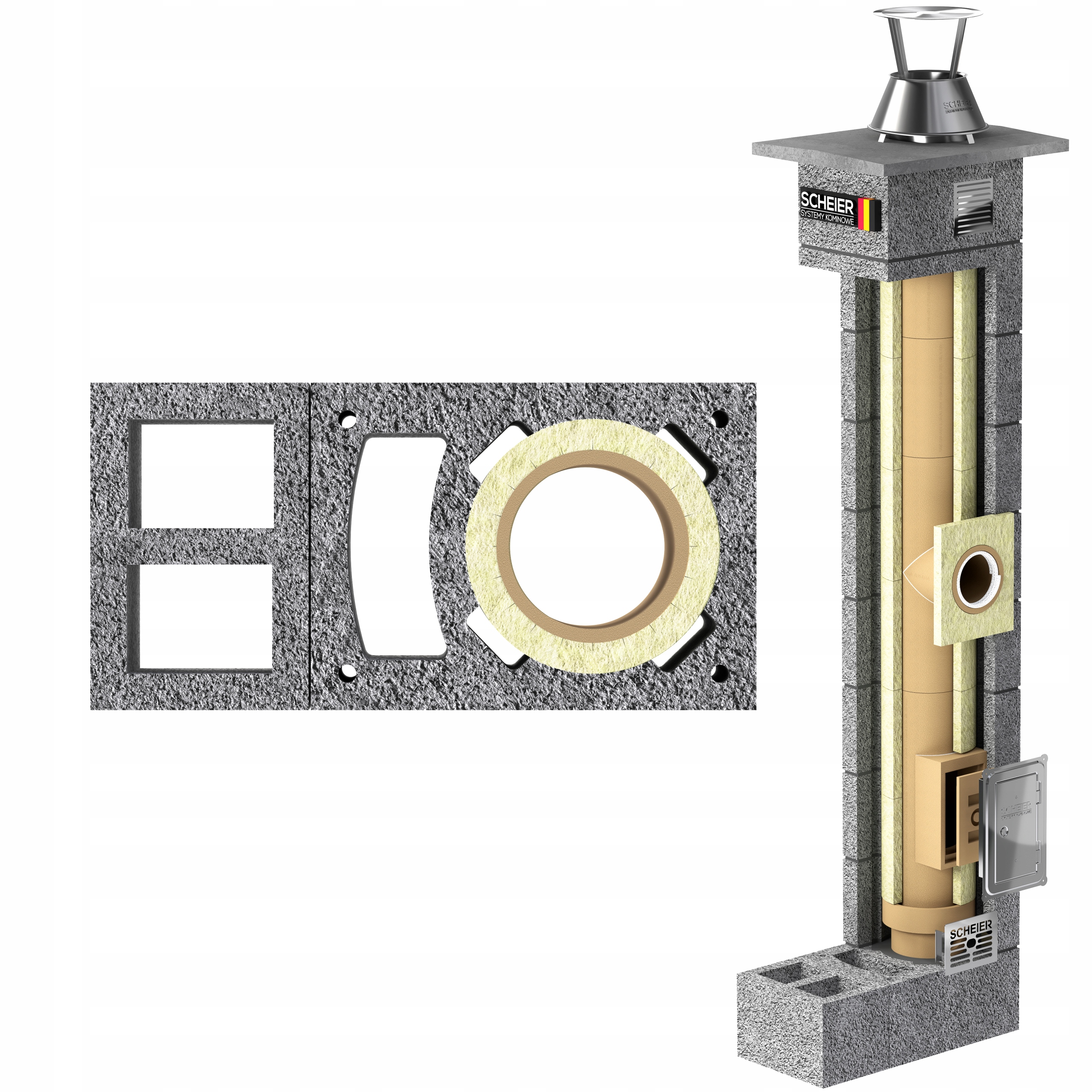 Systémový komín 12 m fi 160 keramický 36x73, všechna paliva Scheier Max