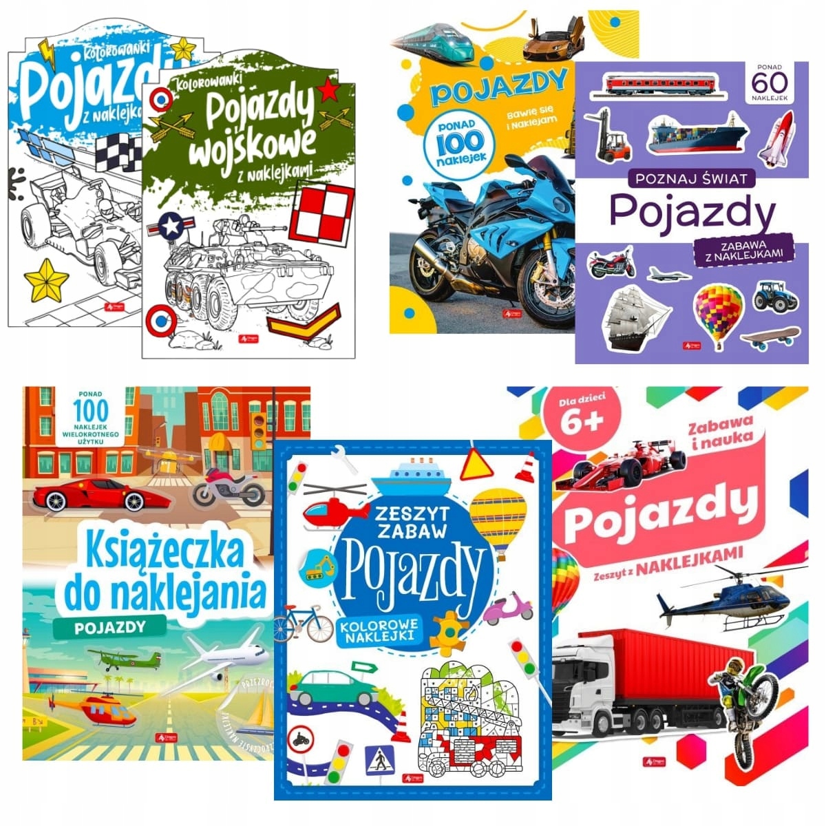 

Zestaw Kolorowanki Naklejki Pakiet 7w1 Pojazdy