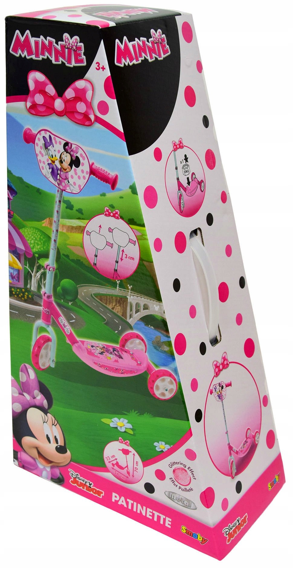 MYSZKA MINNIE HULAJNOGA TRÓJKOŁOWA BROKATOWE KOŁA REGULOWANA KIEROWNICA Marka Smoby