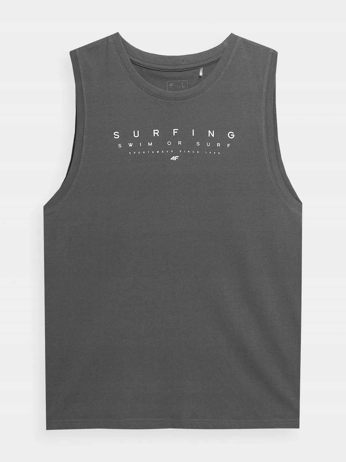 KOSZULKA MĘSKA 4F NA RAMIĄCZKACH BAWEŁNIANA TANK TOP NA LATO SS23M368 Wzór dominujący bez wzoru