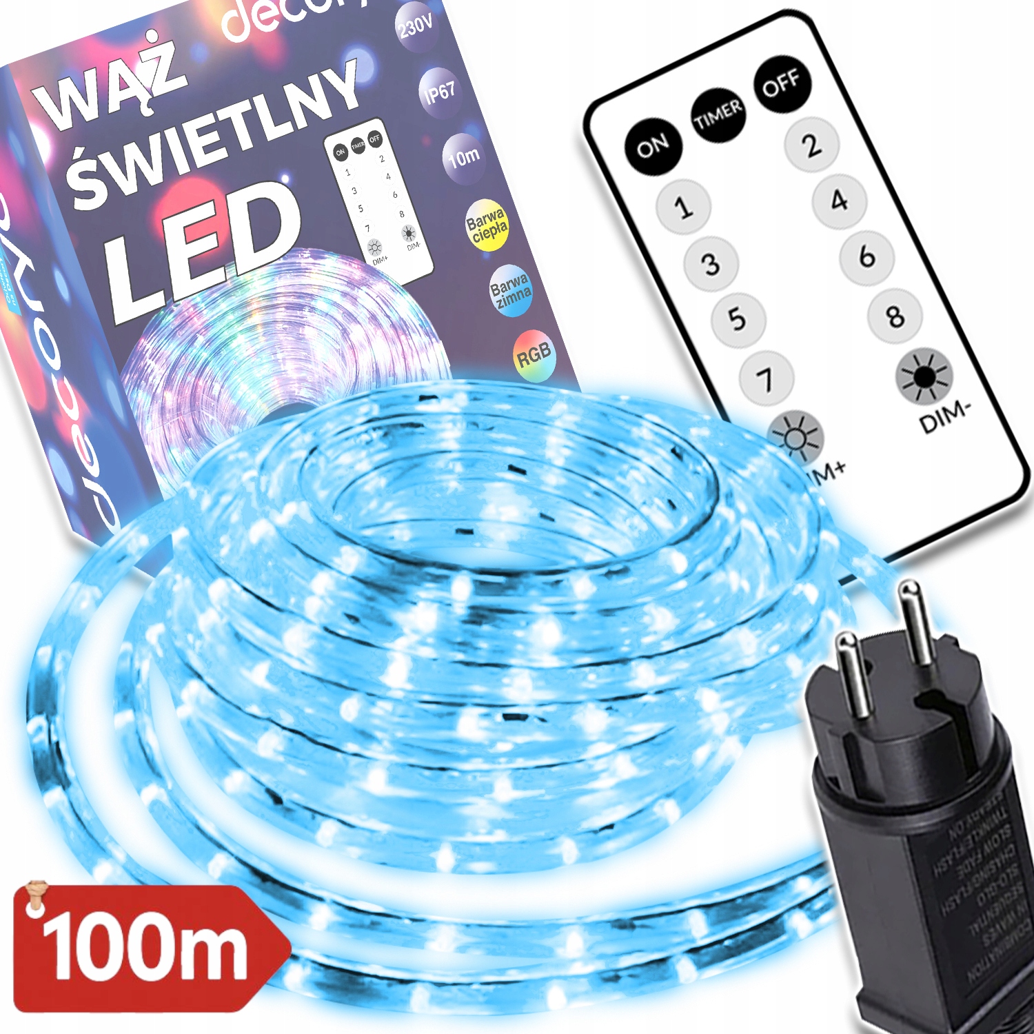 Led Světelná Hadice Vánoční Osvětlení Na Stromeček Ozdobné 100 M Voděodolné IP67 S Dálkovým Ovládáním